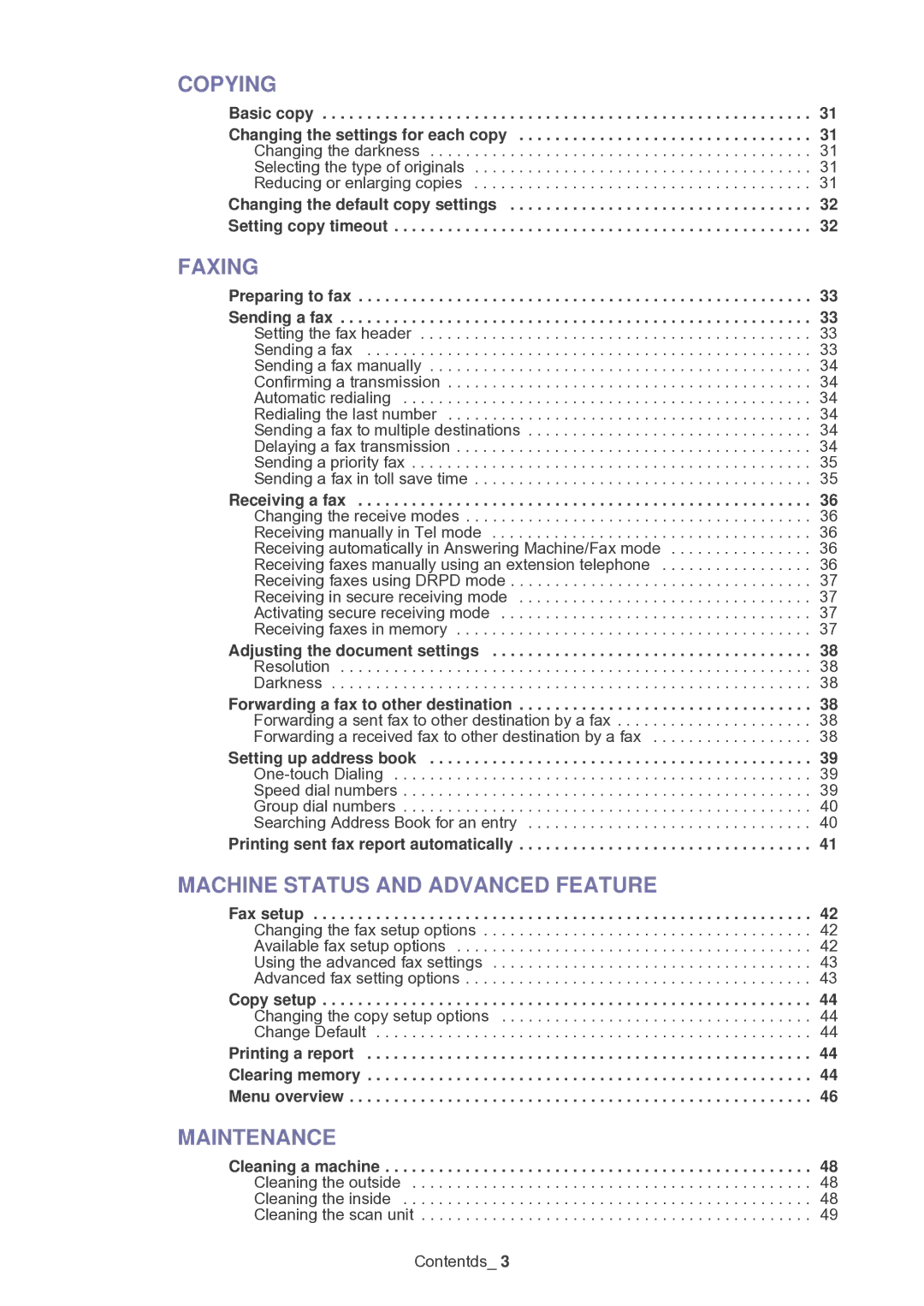 Samsung SF-650 manual Copying, Resolution Darkness 