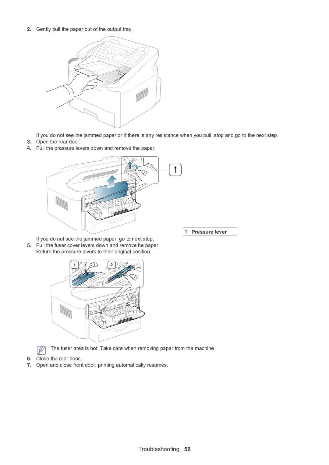 Samsung SF-650 manual If you do not see the jammed paper, go to next step 