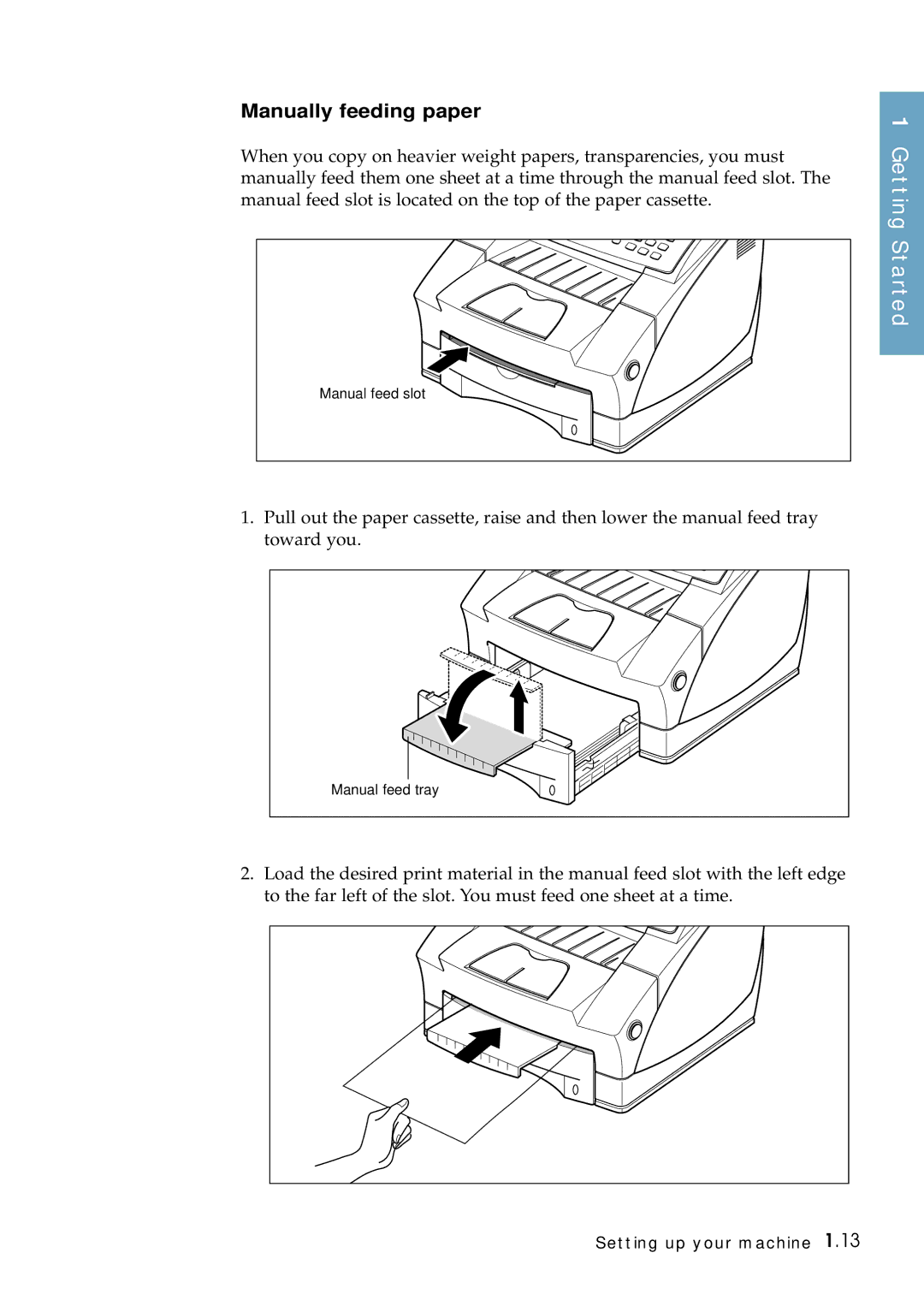 Samsung SF-6800 manual Manually feeding paper 