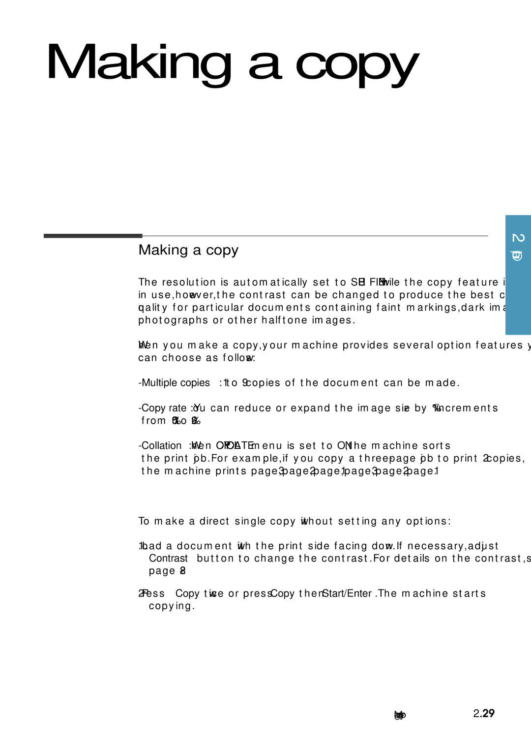 Samsung SF-6800 manual Making a copy 