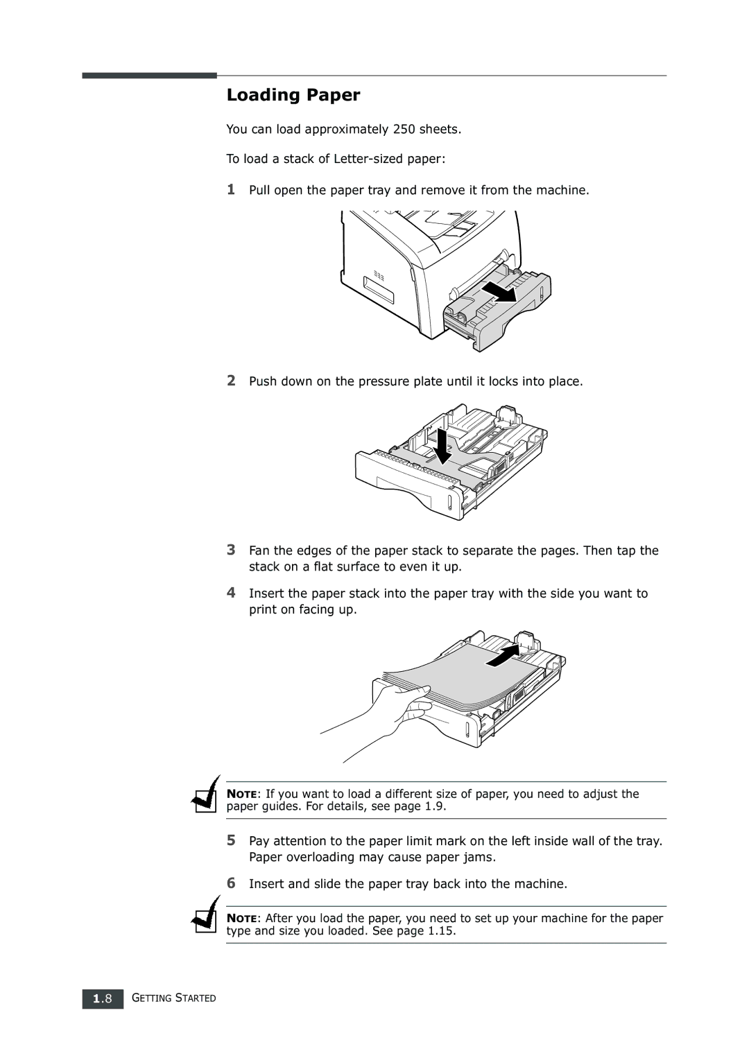 Samsung SF-750 Series manual Loading Paper 