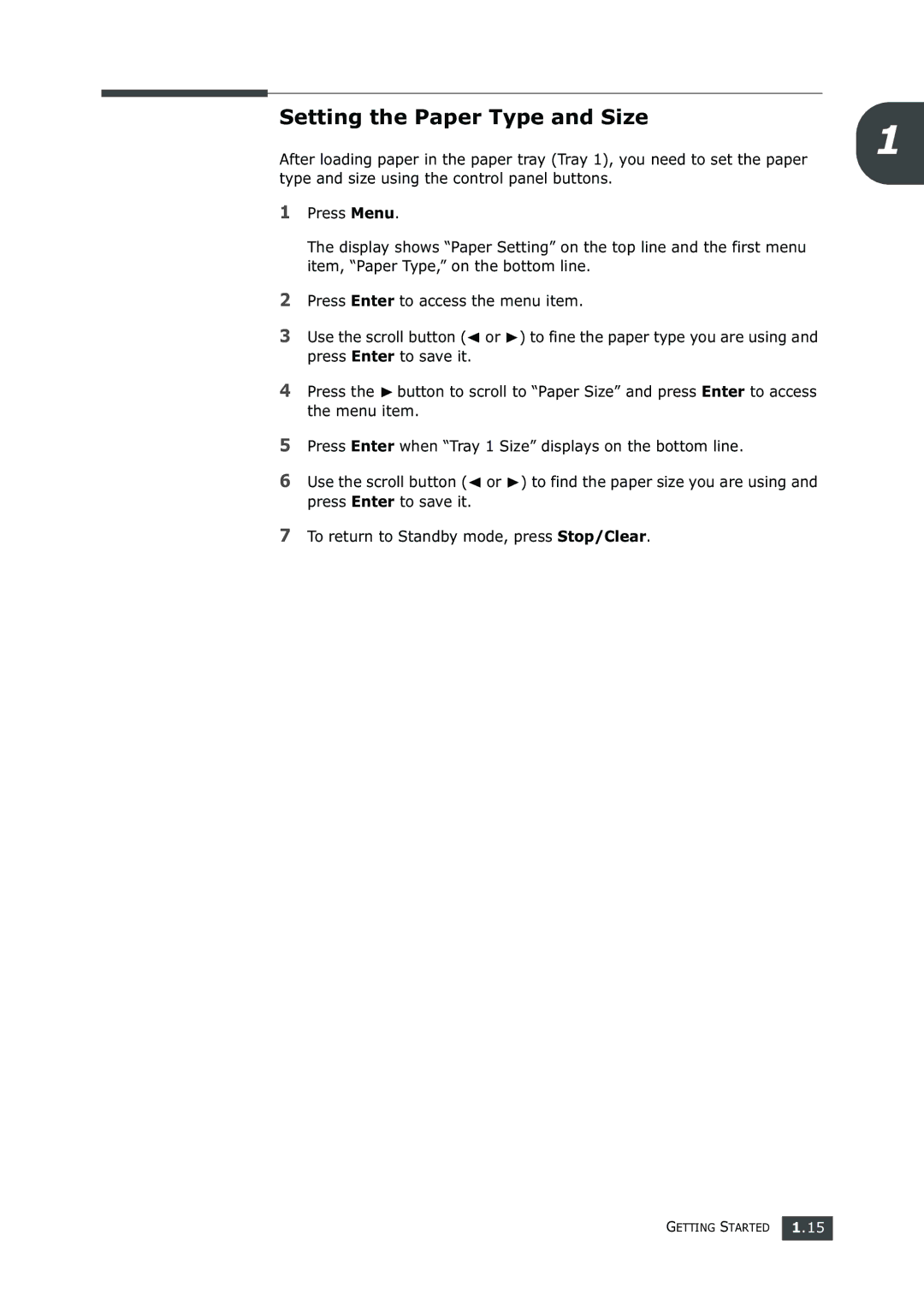 Samsung SF-750 Series manual Setting the Paper Type and Size 