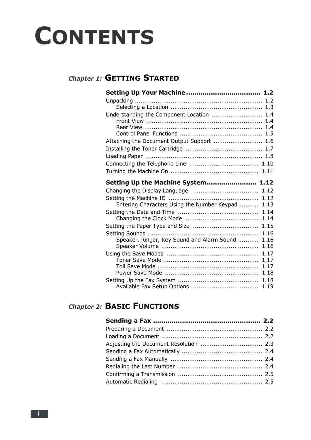 Samsung SF-750 Series manual Contents 