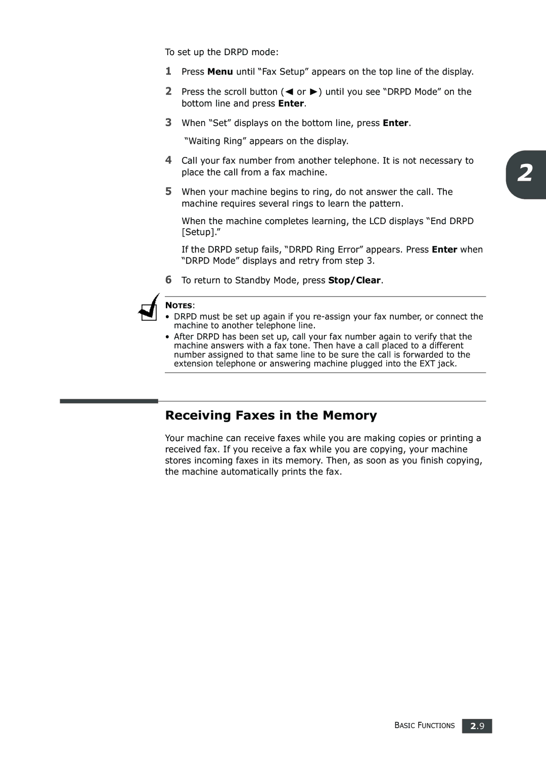 Samsung SF-750 Series manual Receiving Faxes in the Memory 