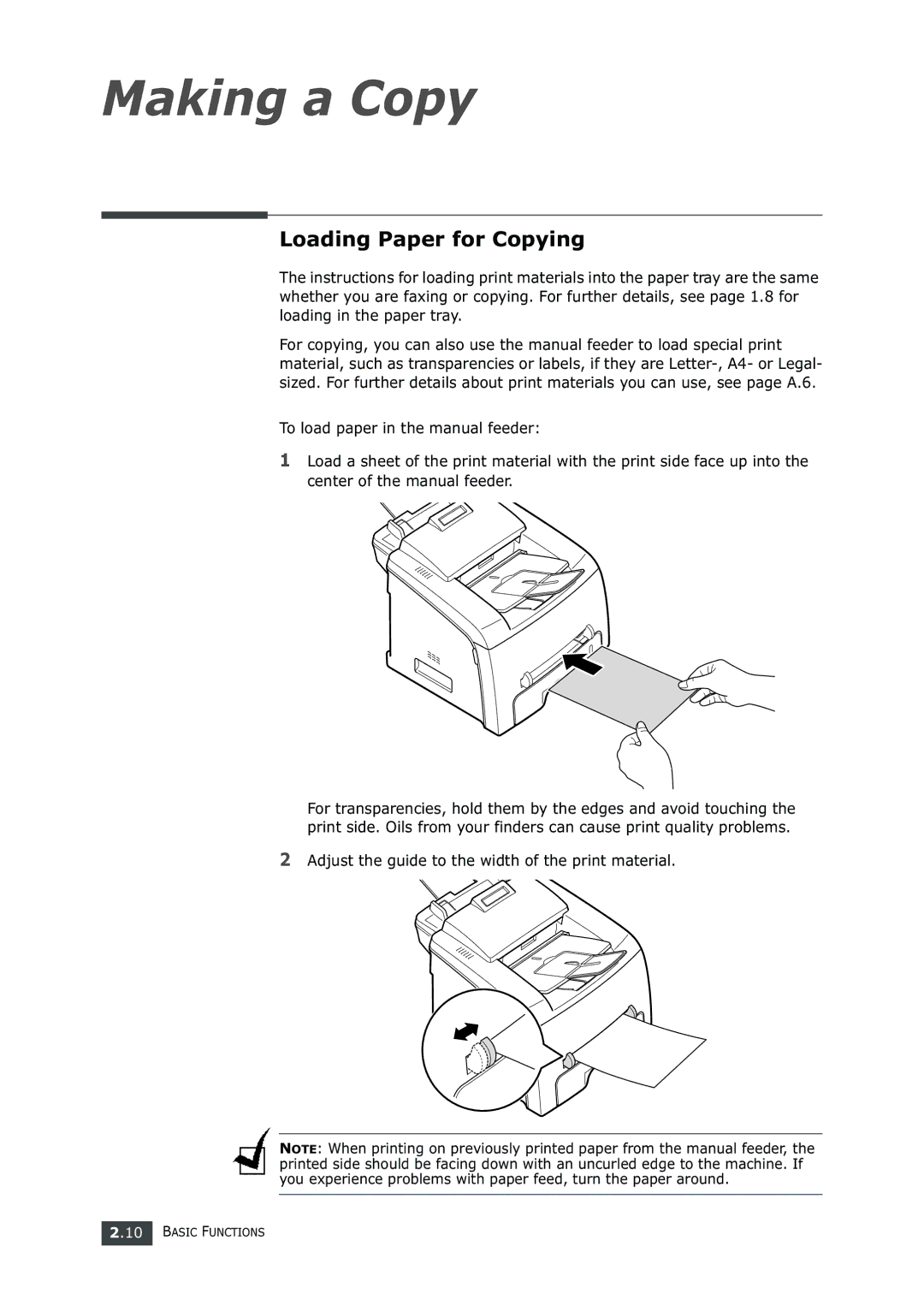 Samsung SF-750 Series manual Making a Copy, Loading Paper for Copying 