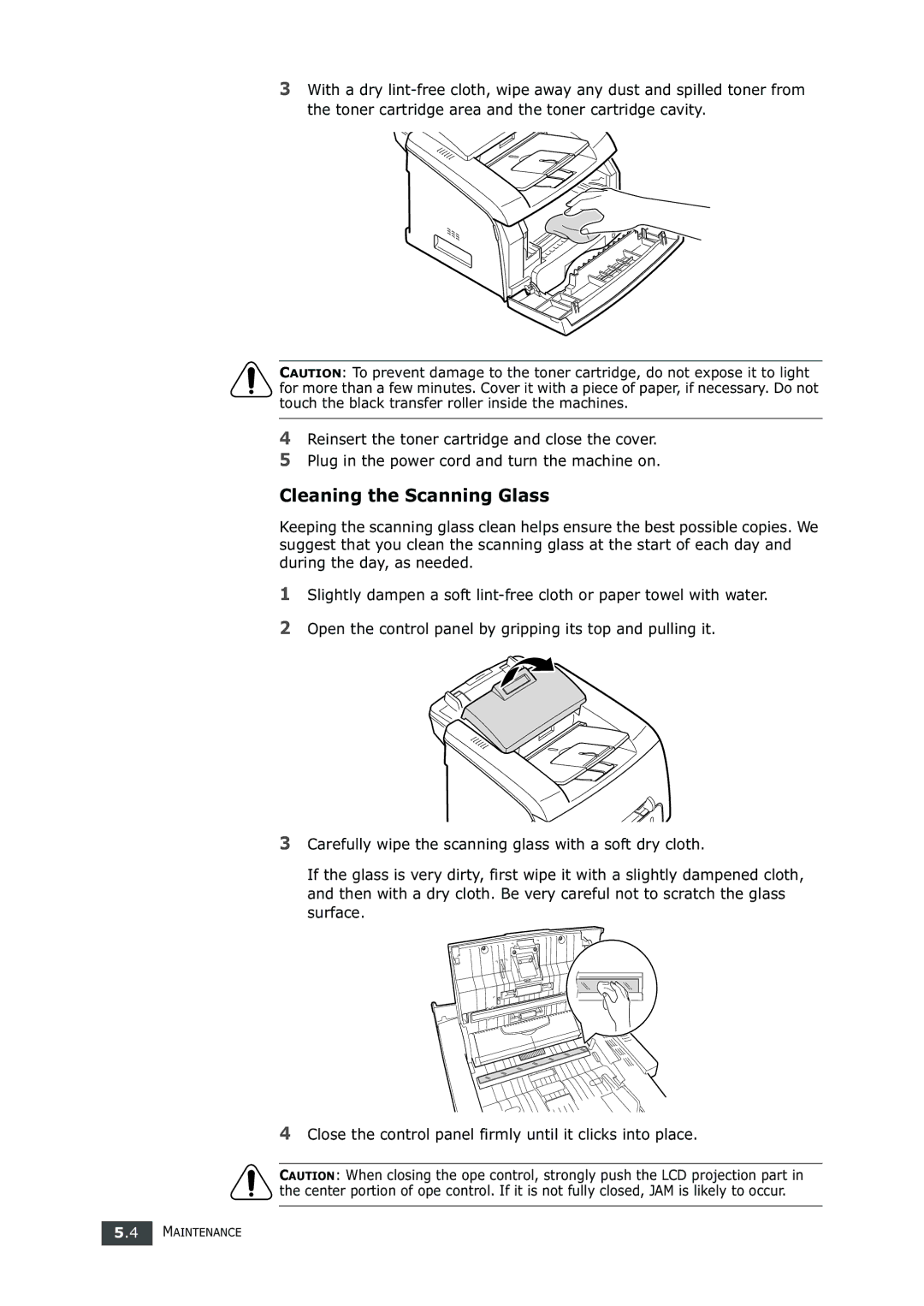 Samsung SF-750 Series manual Cleaning the Scanning Glass 