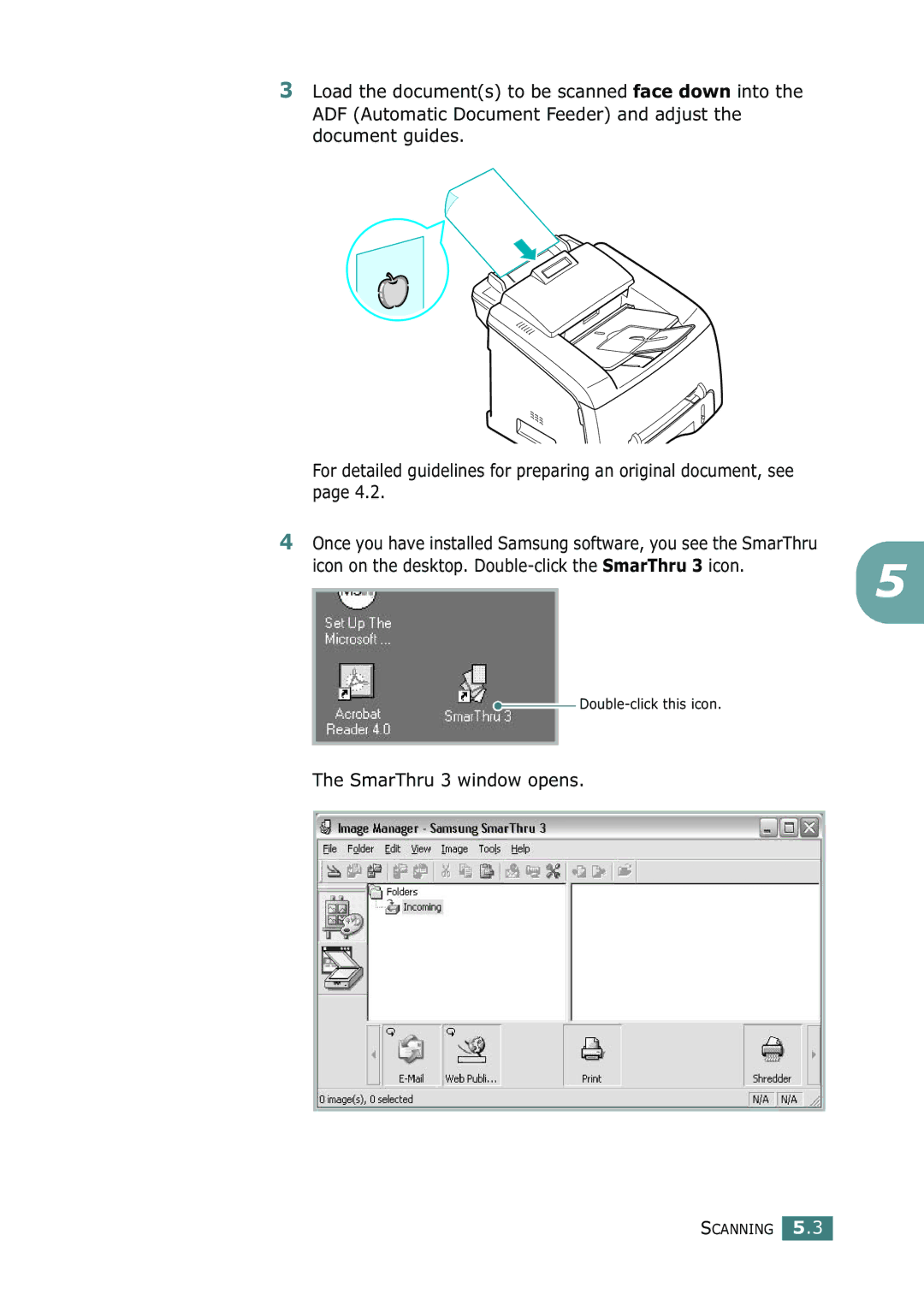 Samsung SF-755P manual SmarThru 3 window opens 