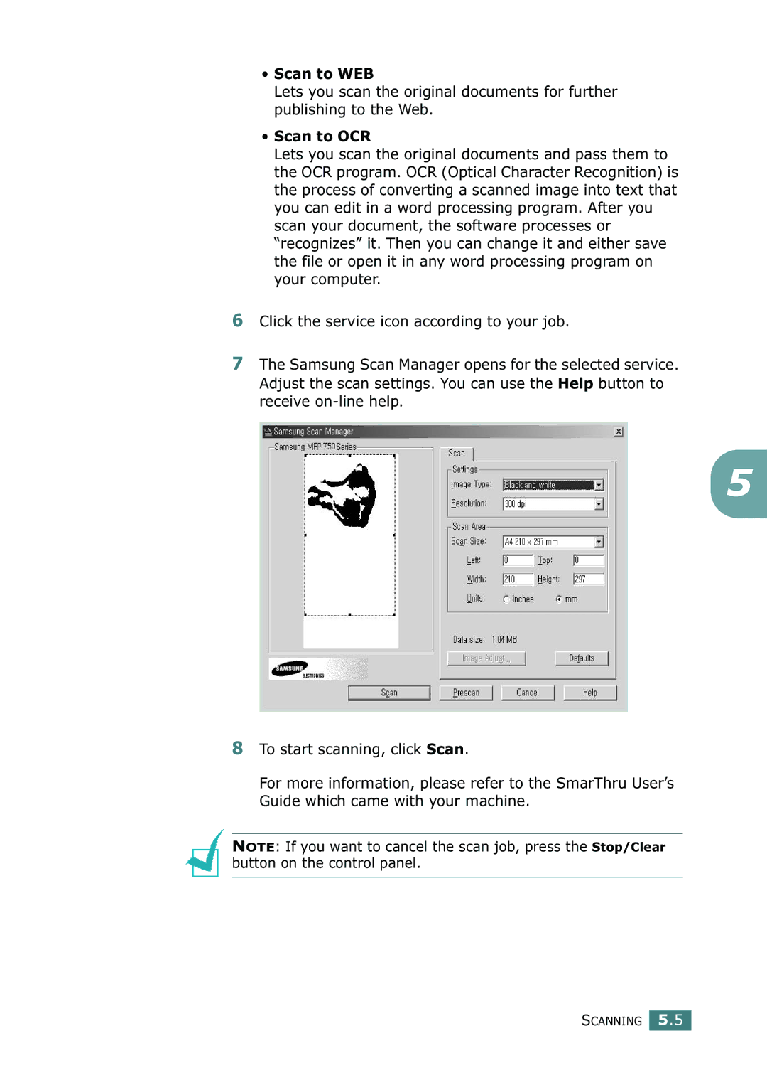 Samsung SF-755P manual Scan to WEB, Scan to OCR 