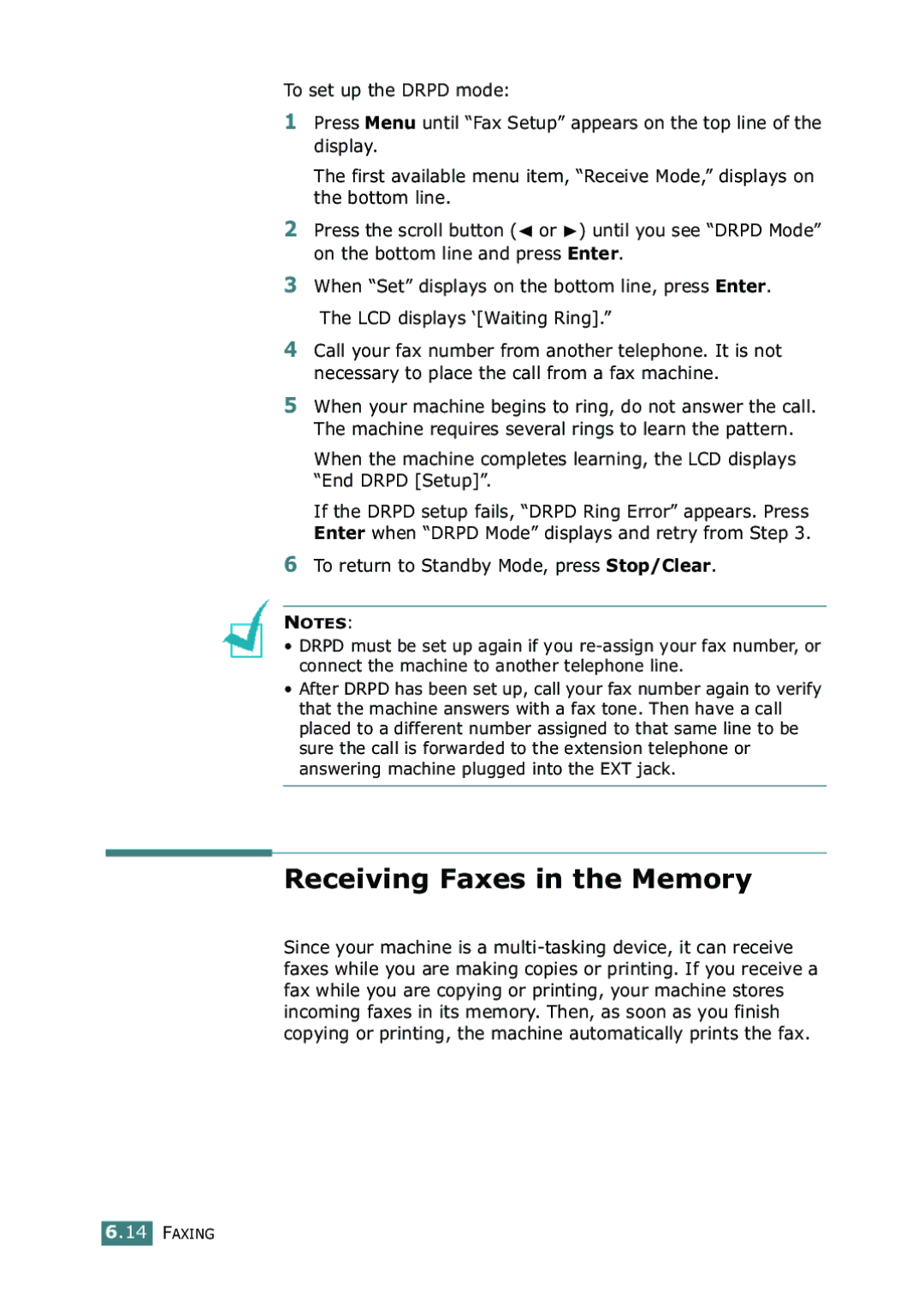 Samsung SF-755P manual Receiving Faxes in the Memory 