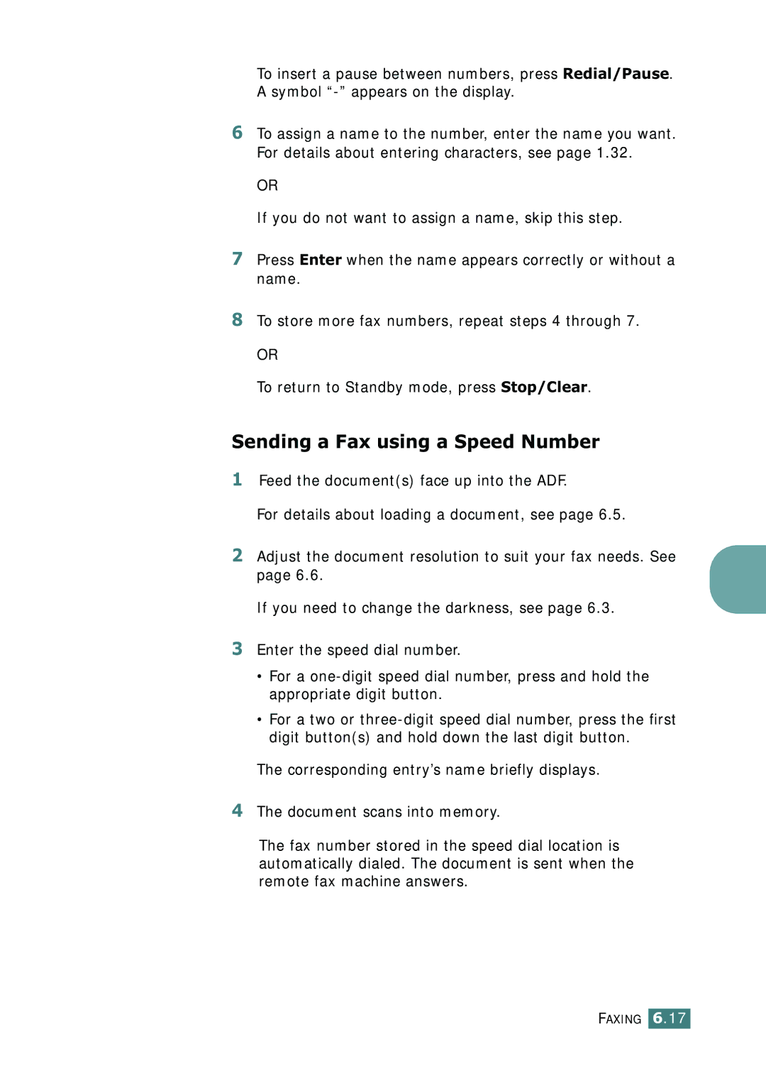 Samsung SF-755P manual Sending a Fax using a Speed Number 