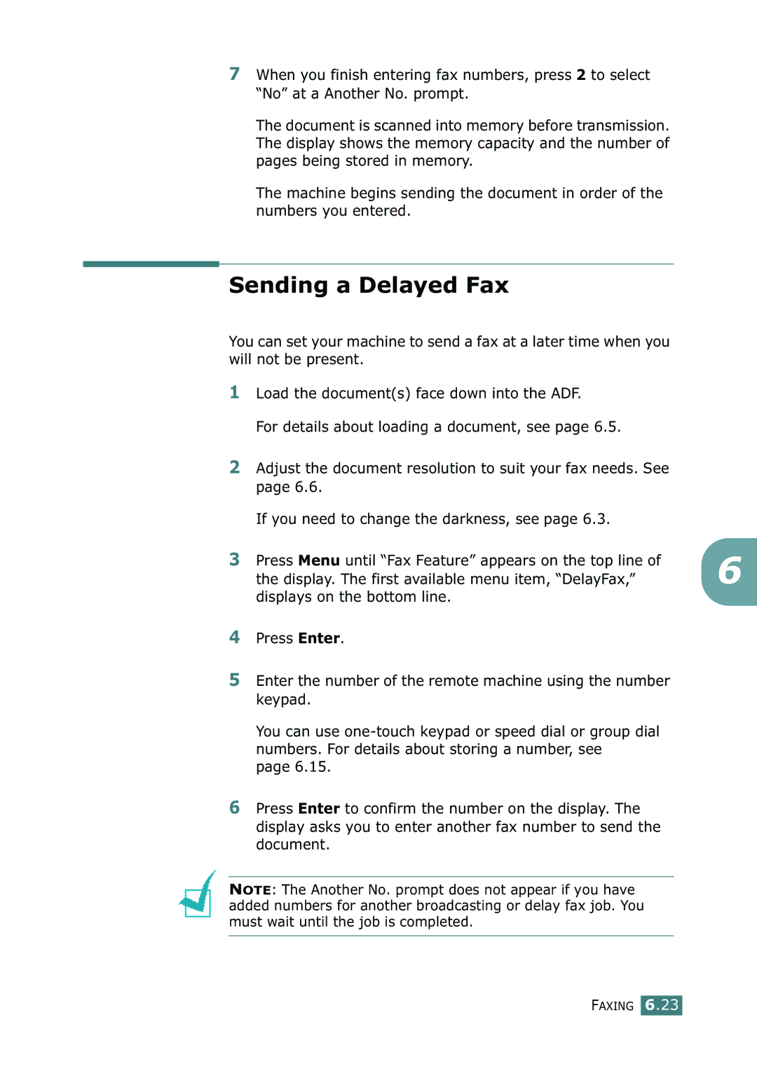 Samsung SF-755P manual Sending a Delayed Fax 