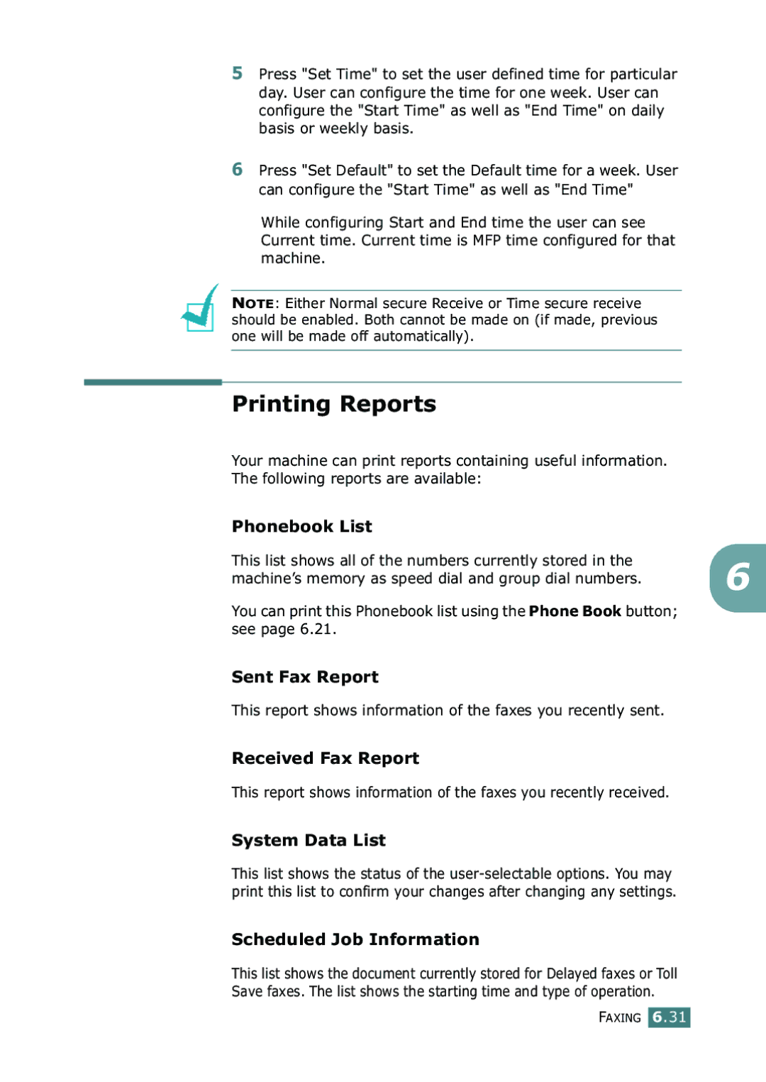 Samsung SF-755P manual Printing Reports 