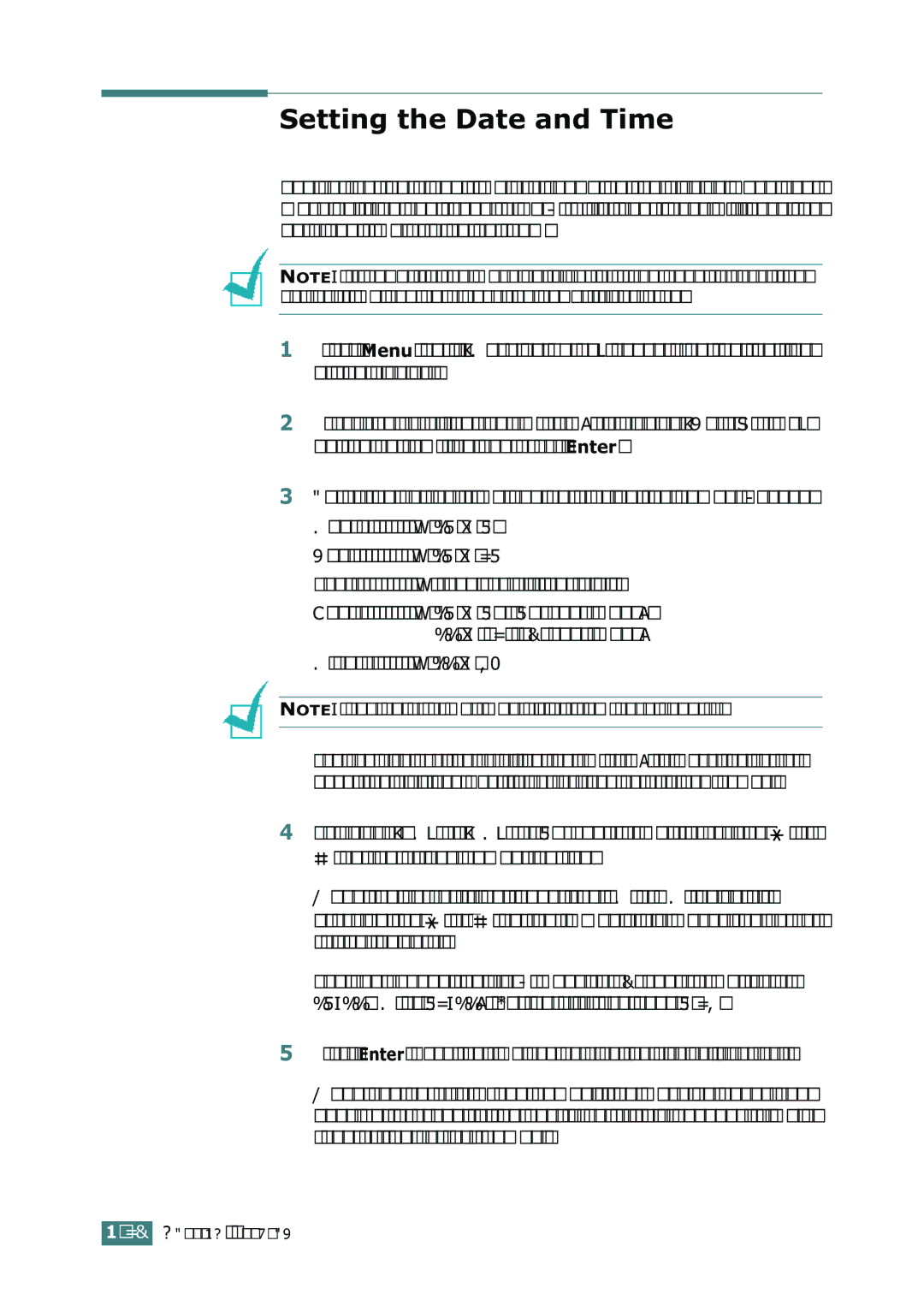 Samsung SF-755P manual Setting the Date and Time, Minute = 00 ~ 