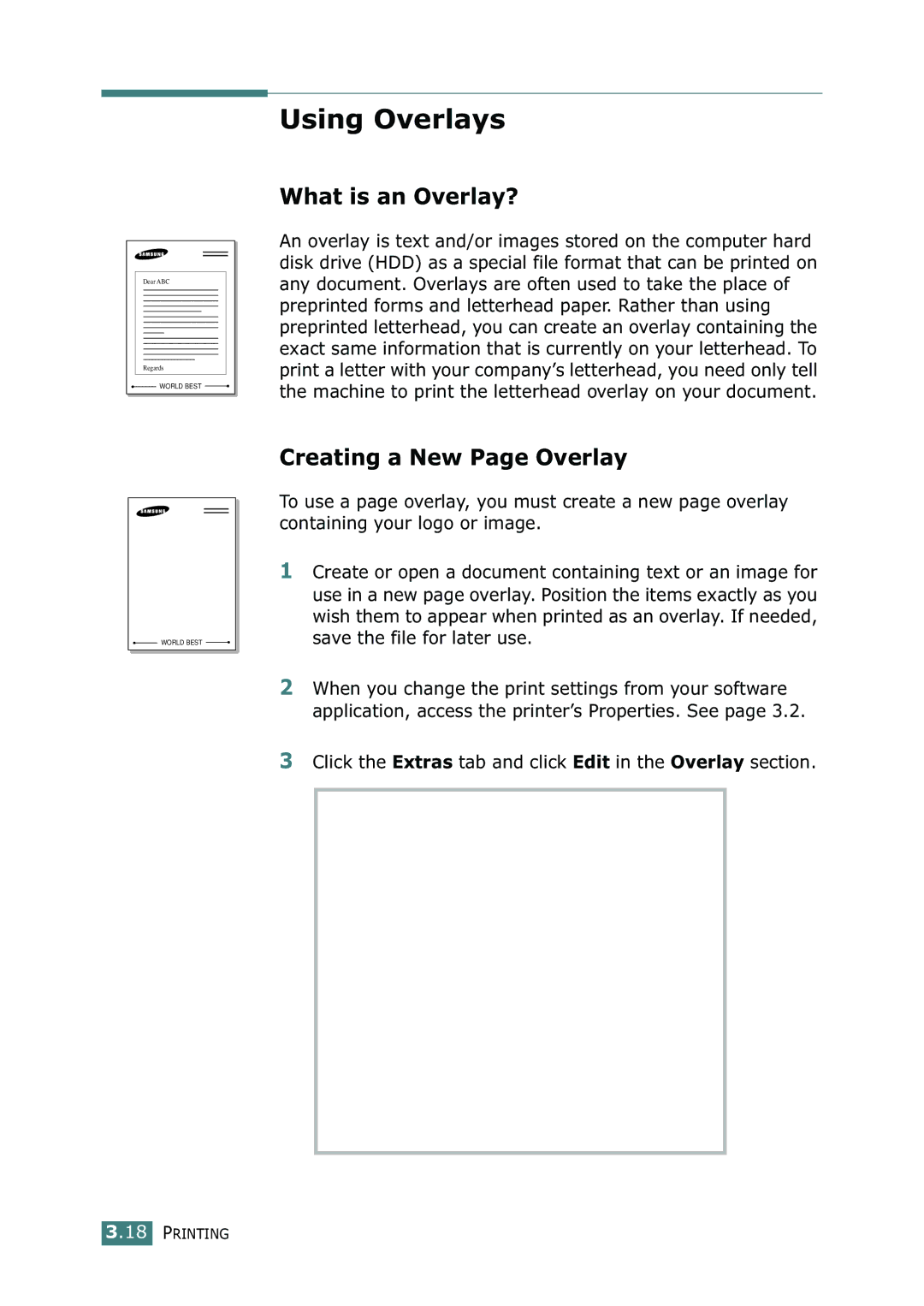 Samsung SF-755P manual Using Overlays, What is an Overlay?, Creating a New Page Overlay 