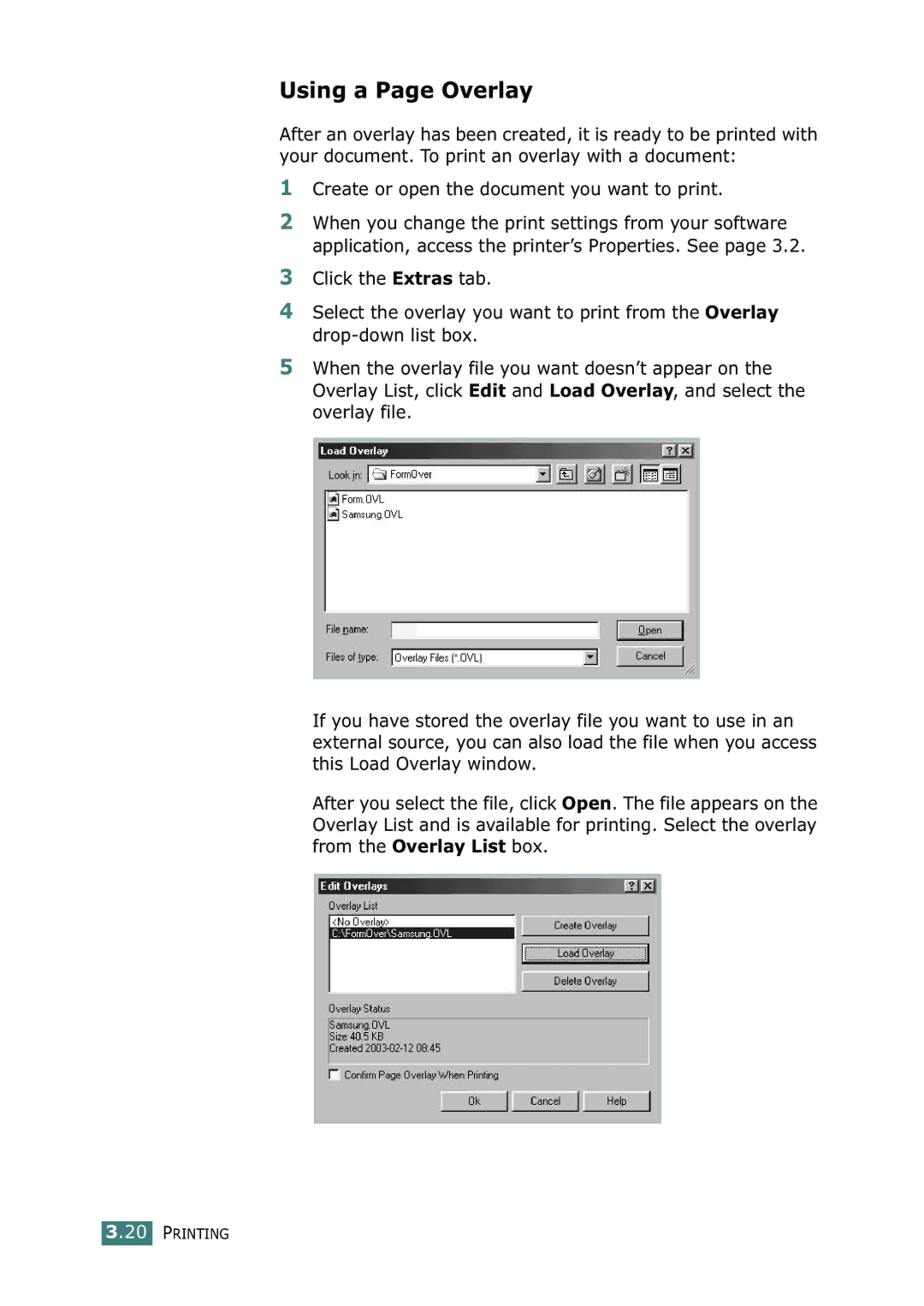 Samsung SF-755P manual Using a Page Overlay 