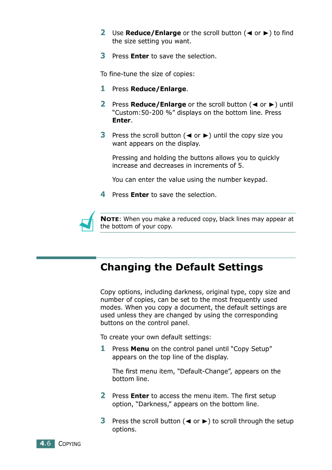 Samsung SF-755P manual Changing the Default Settings 