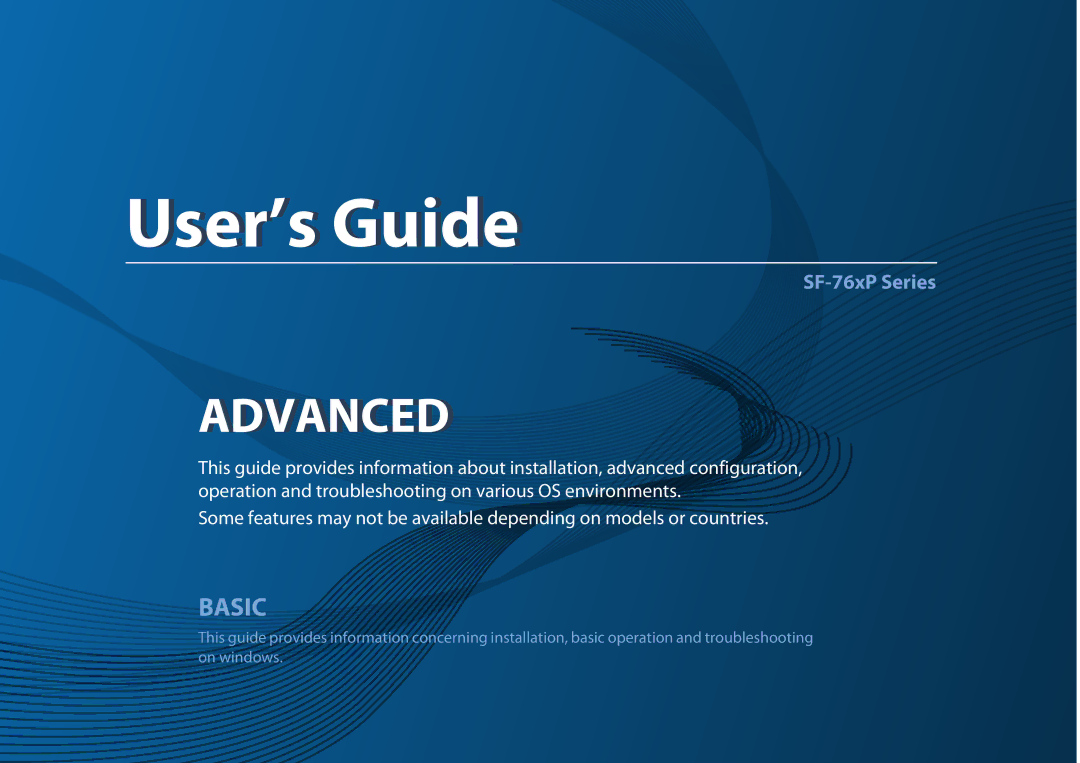 Samsung SF-76xP Series manual Advanced 