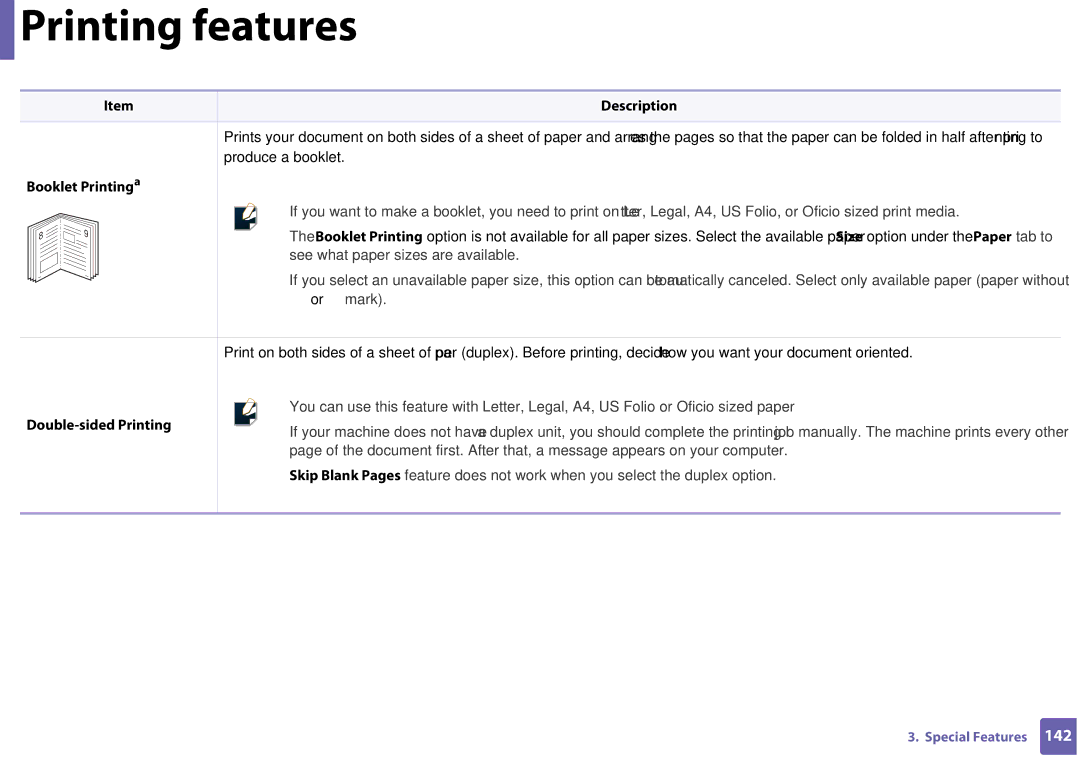 Samsung SF-76xP Series manual Booklet Printinga Double-sided Printing Description 