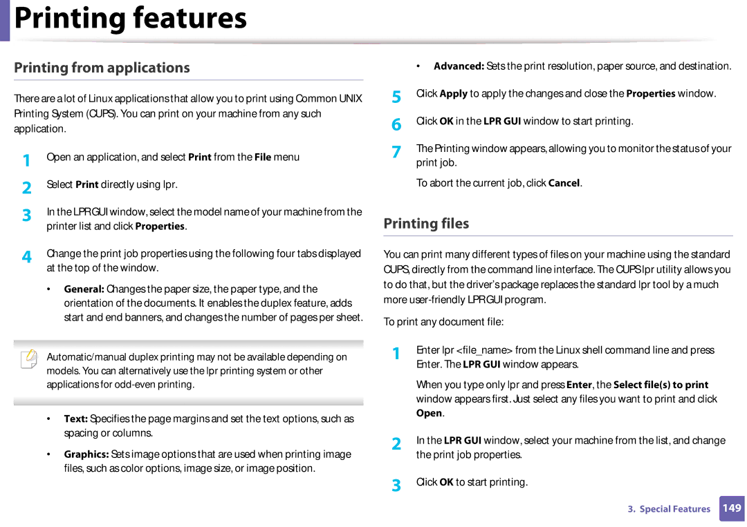 Samsung SF-76xP Series manual Printing from applications, Printing files 