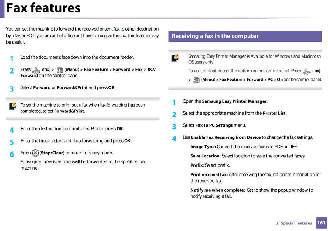 Samsung SF-76xP Series manual Receiving a fax in the computer 