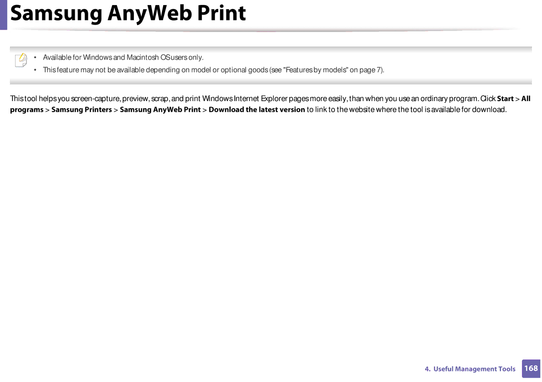 Samsung SF-76xP Series manual Samsung AnyWeb Print 