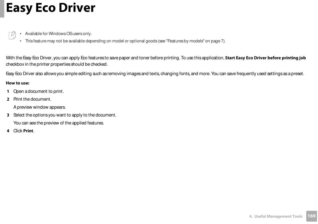 Samsung SF-76xP Series manual Easy Eco Driver, How to use 
