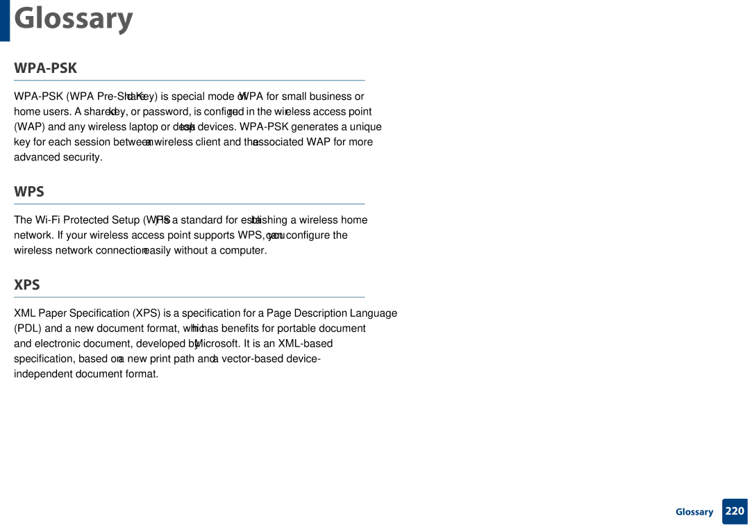 Samsung SF-76xP Series manual Wpa-Psk 