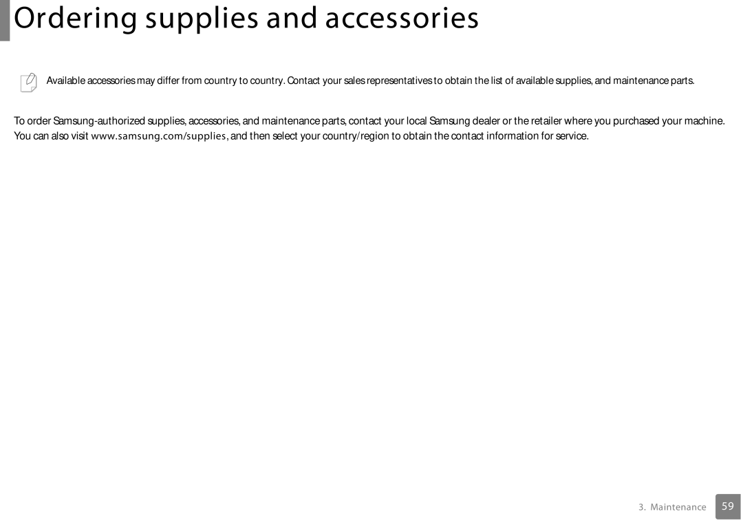 Samsung SF-76xP Series manual Ordering supplies and accessories 