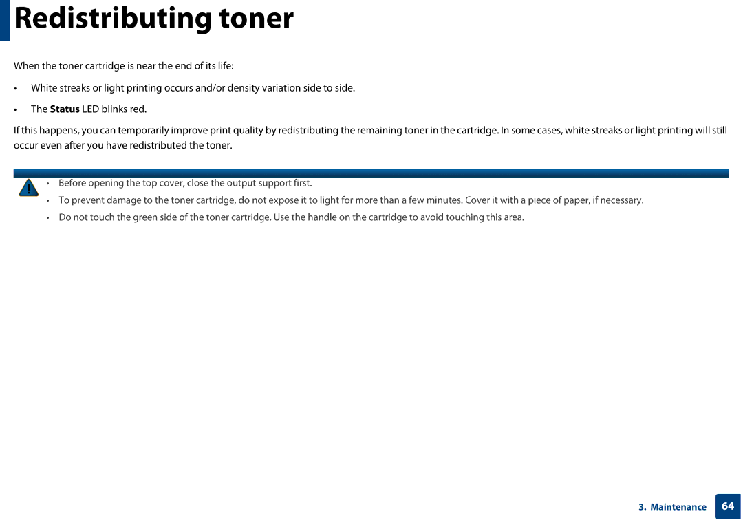 Samsung SF-76xP Series manual Redistributing toner 