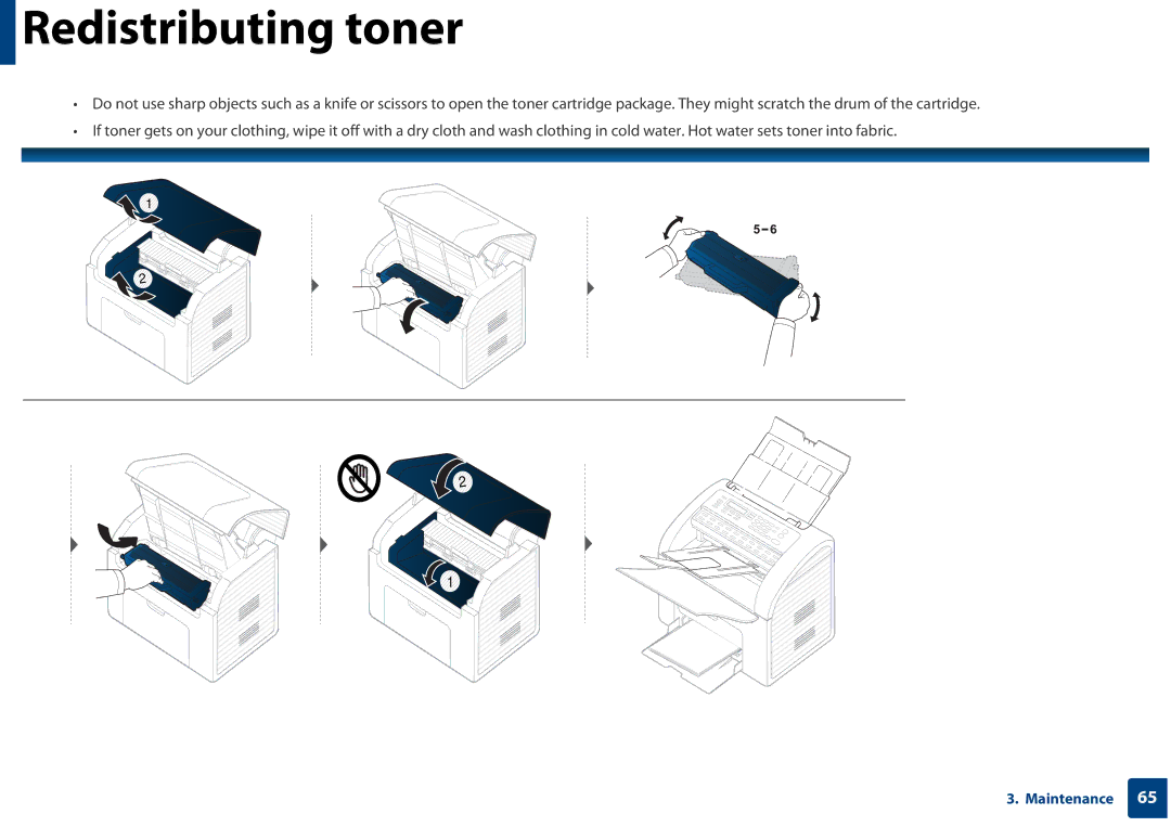 Samsung SF-76xP Series manual Redistributing toner 