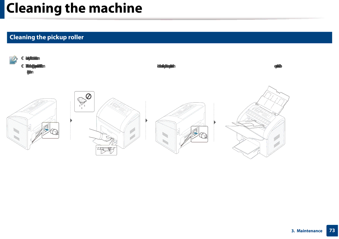 Samsung SF-76xP Series manual Cleaning the pickup roller 