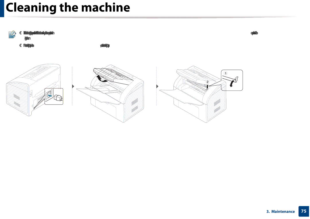 Samsung SF-76xP Series manual Cleaning the machine 