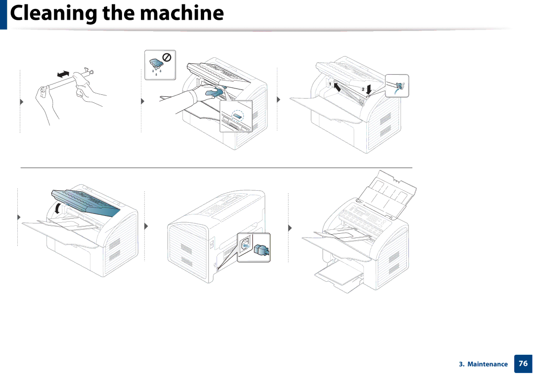 Samsung SF-76xP Series manual Cleaning the machine 