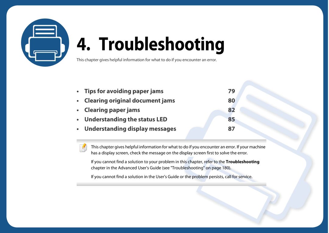 Samsung SF-76xP Series manual Troubleshooting 