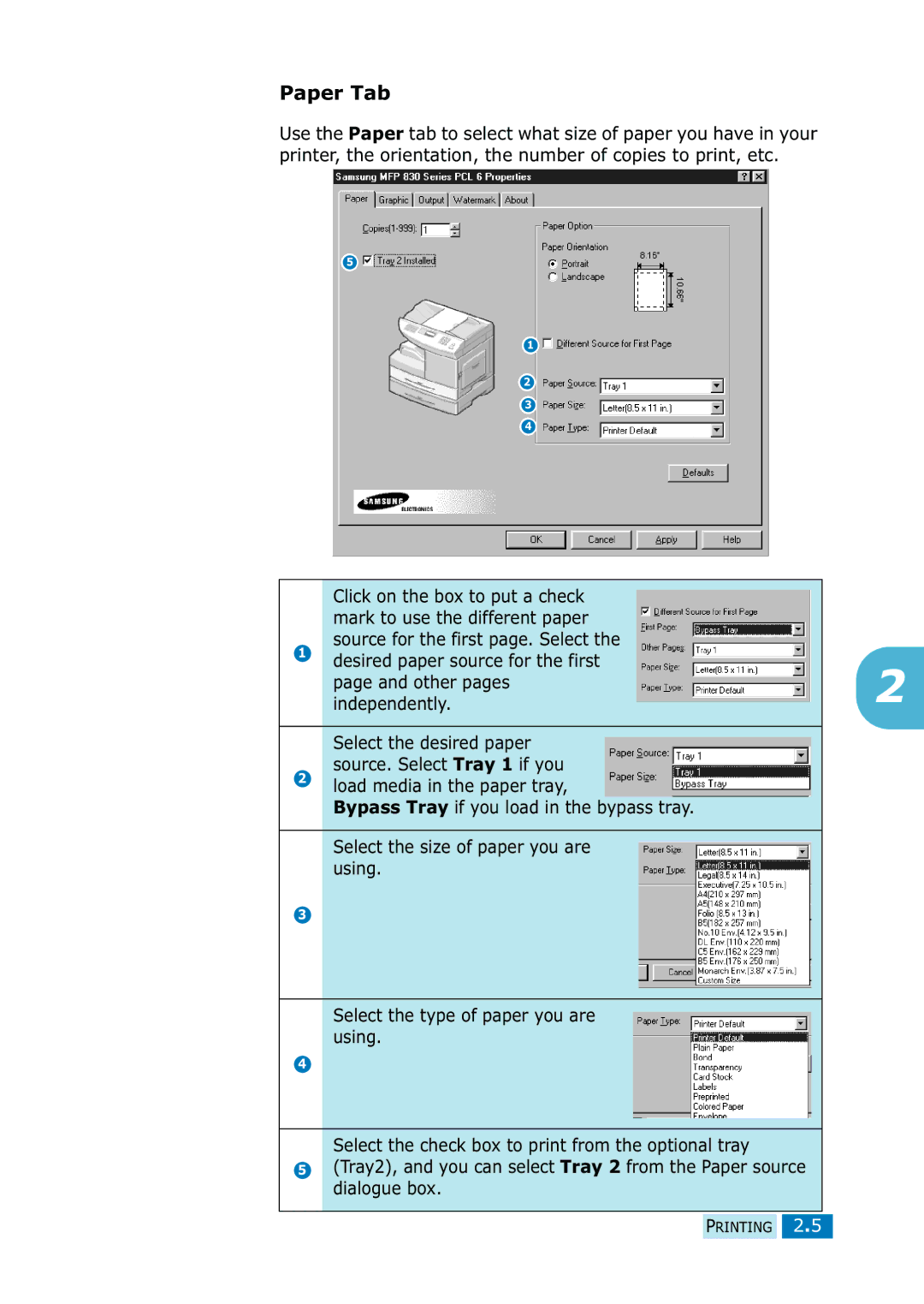 Samsung SF-835P manual Paper Tab 