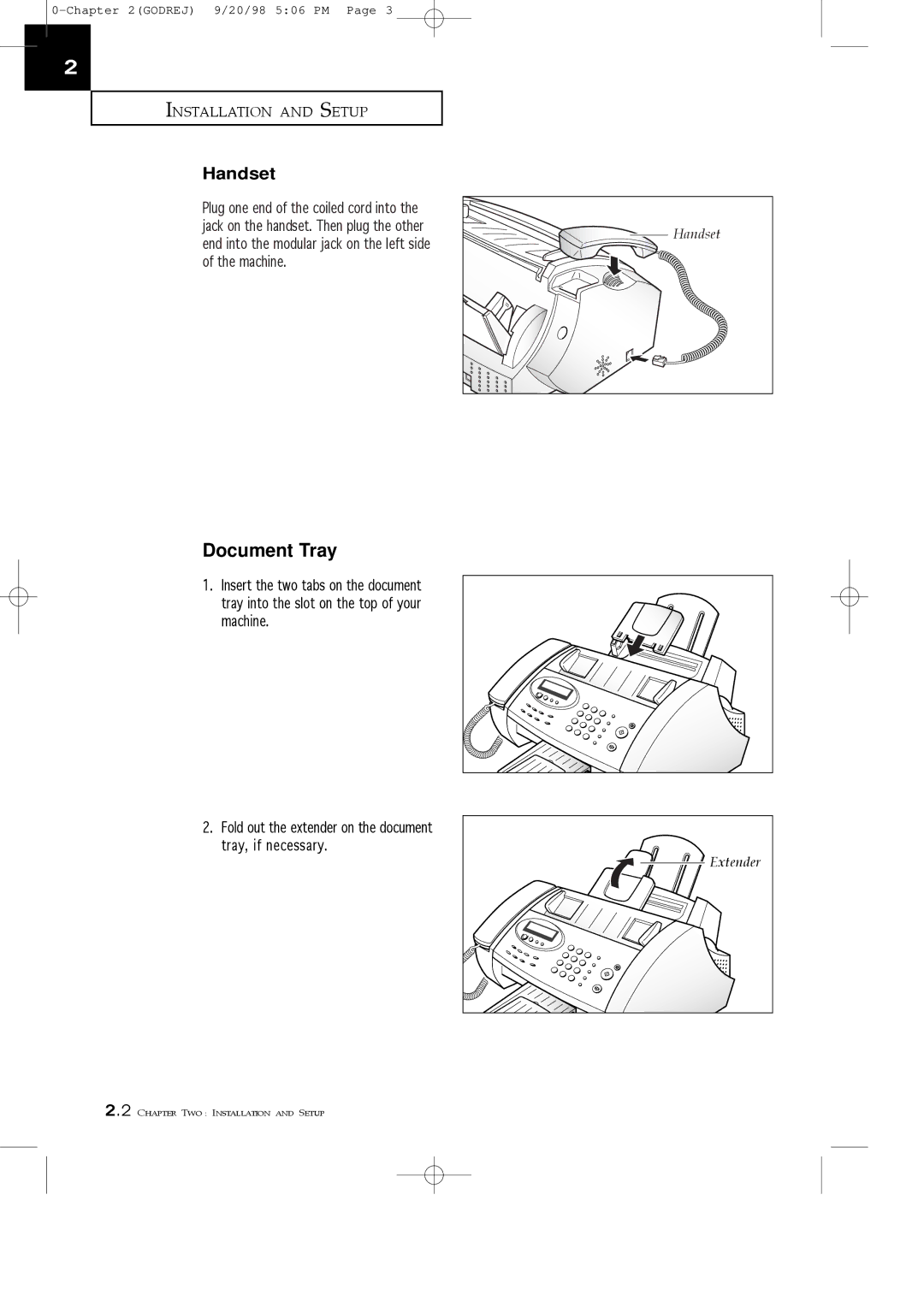 Samsung SF3000T manual Document Tray, Handset 