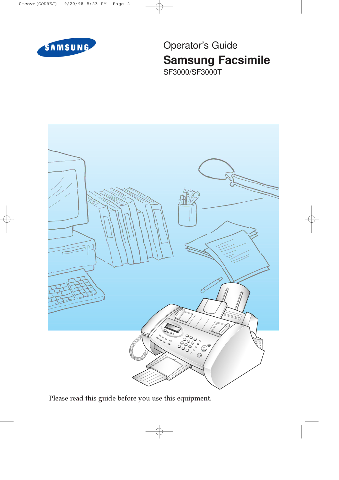 Samsung SF3000T manual Samsung Facsimile 