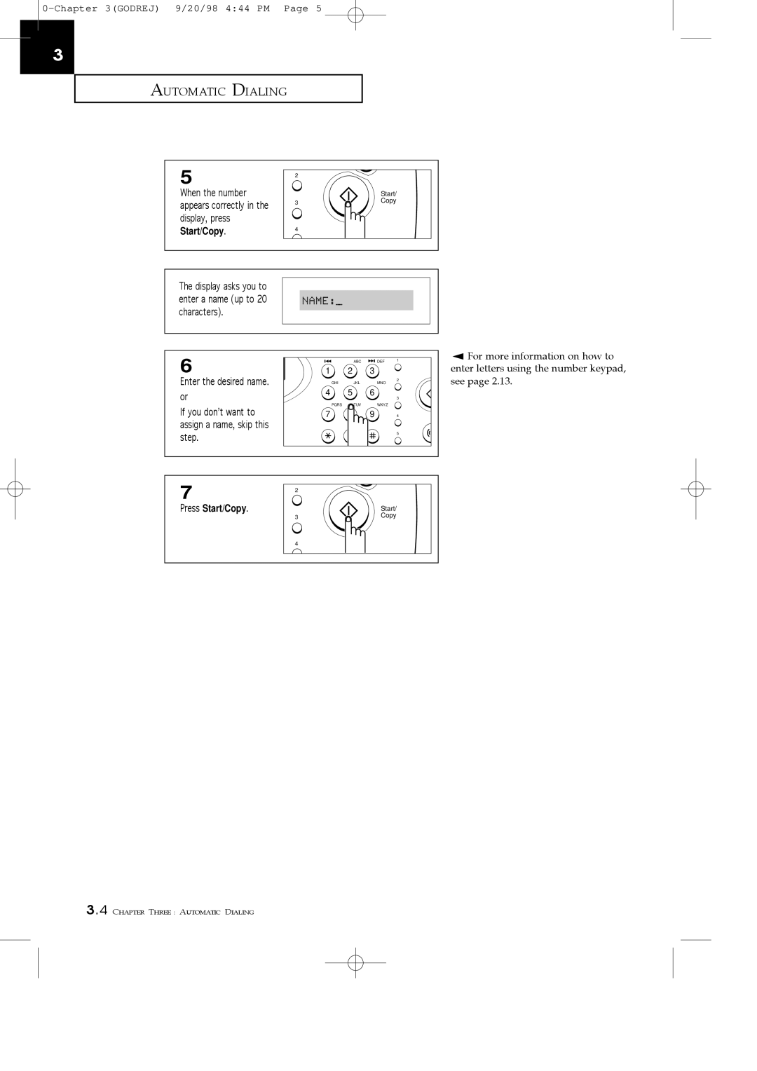 Samsung SF3000T manual Enter a name up to 