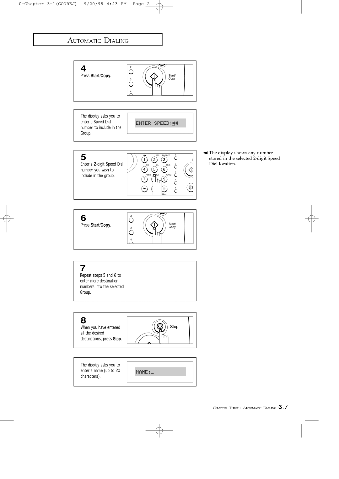 Samsung SF3000T manual Number you wish to Include in the group 