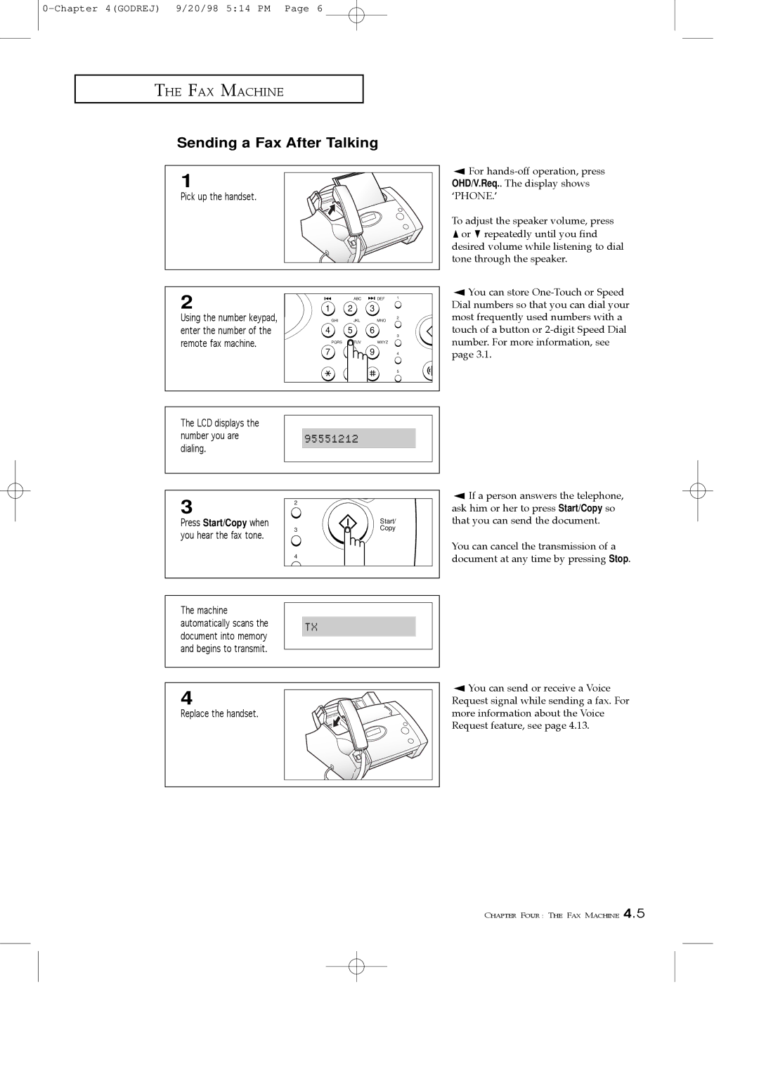 Samsung SF3000T manual Sending a Fax After Talking, Ôphone.Õ 