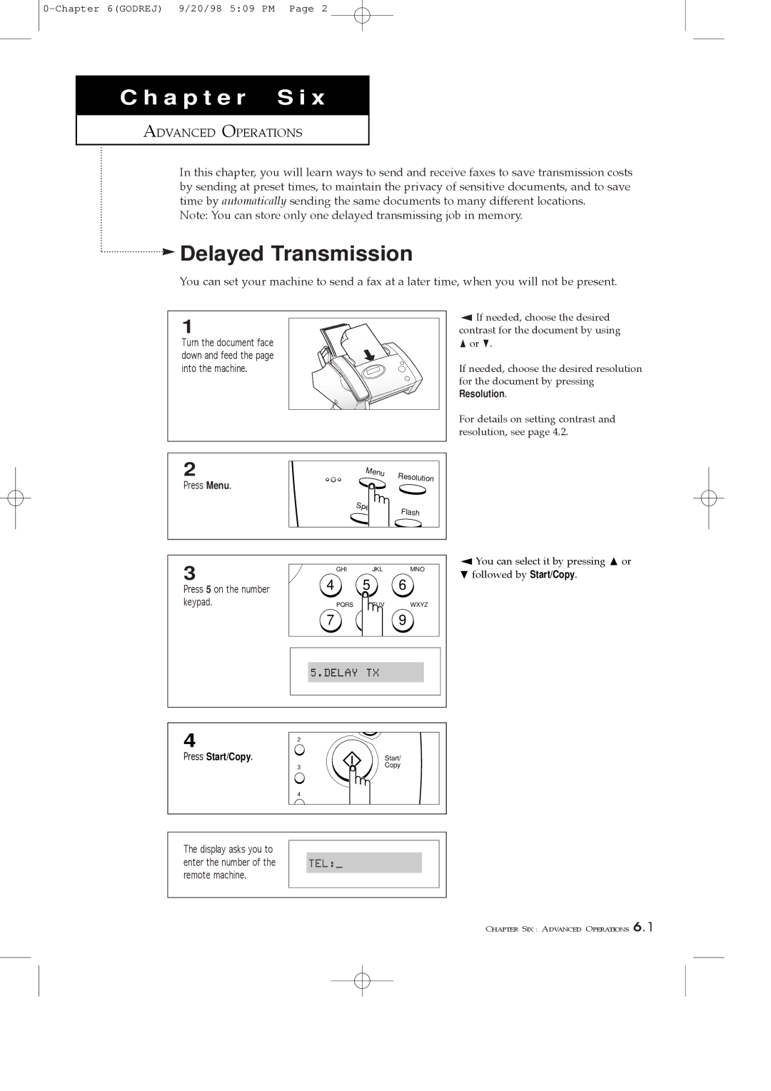 Samsung SF3000T manual Delayed Transmission, A p t e r S i 