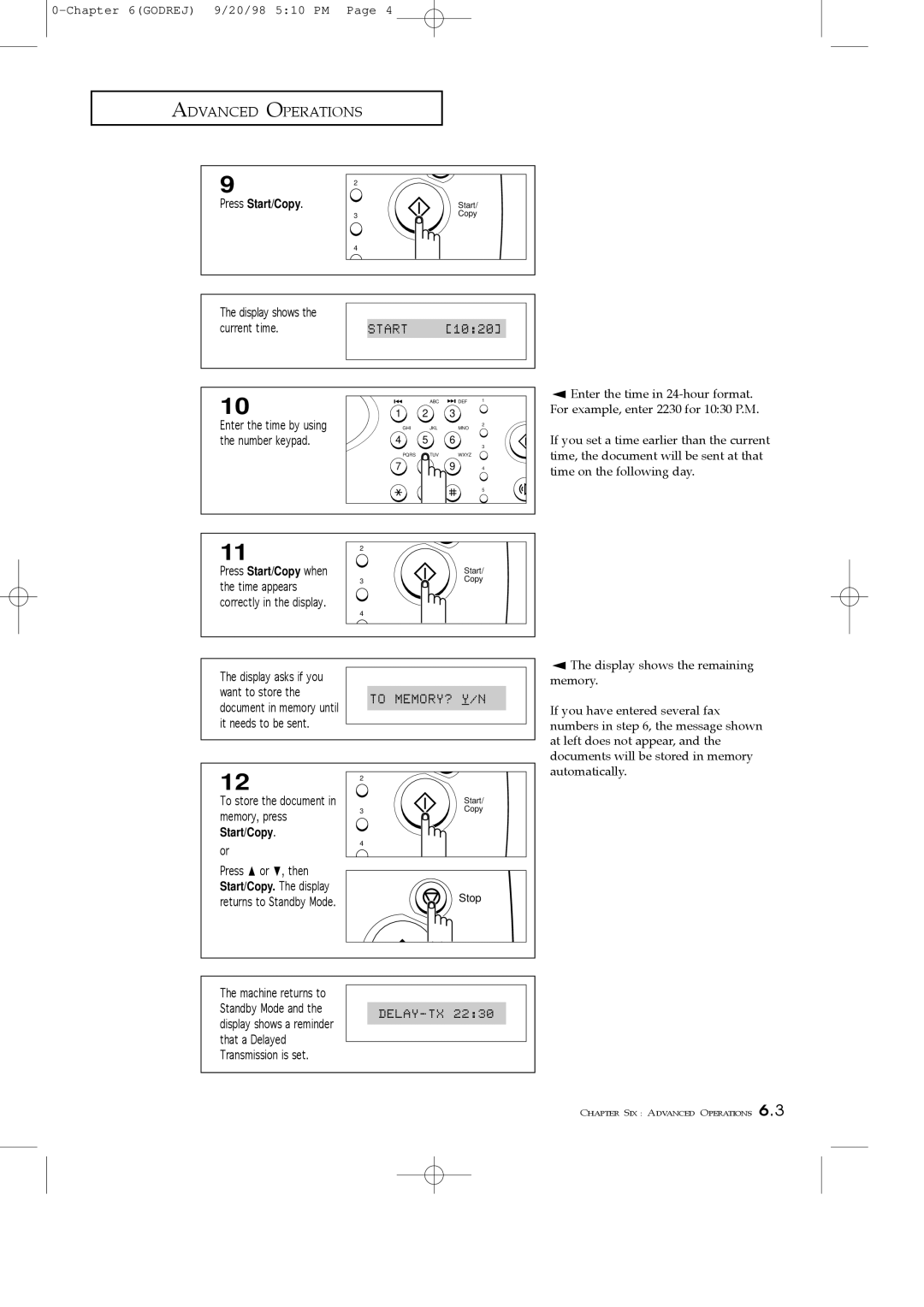 Samsung SF3000T manual Current time 