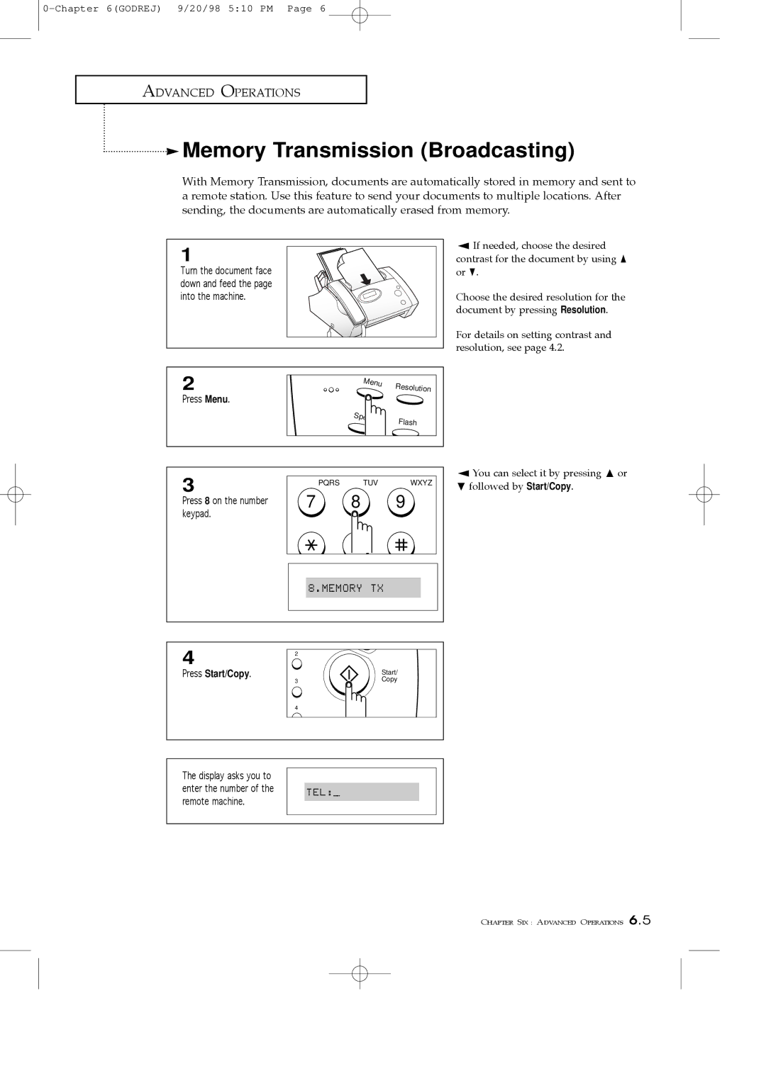 Samsung SF3000T manual Memory Transmission Broadcasting 