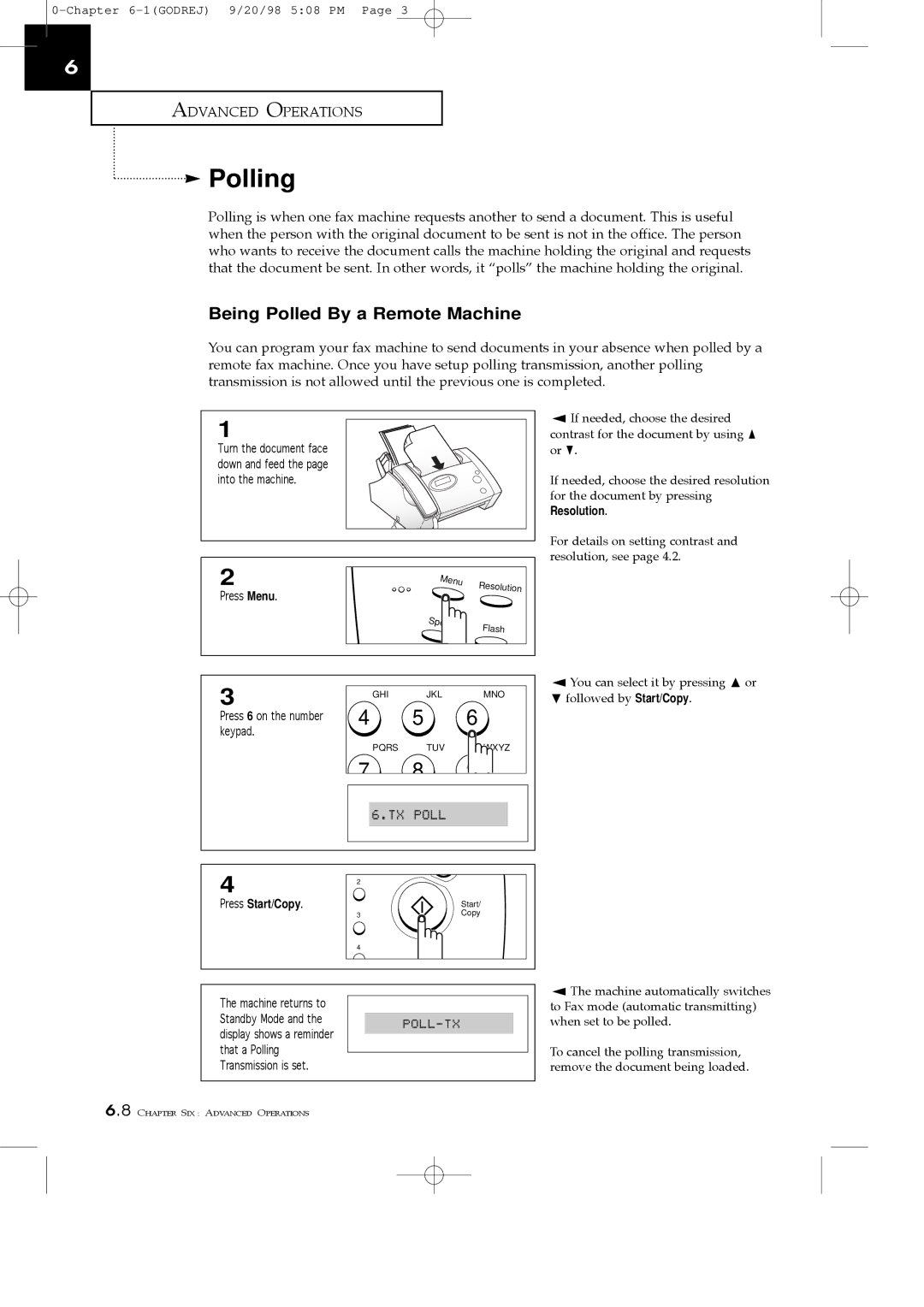 Samsung SF3000T manual Polling, Being Polled By a Remote Machine 