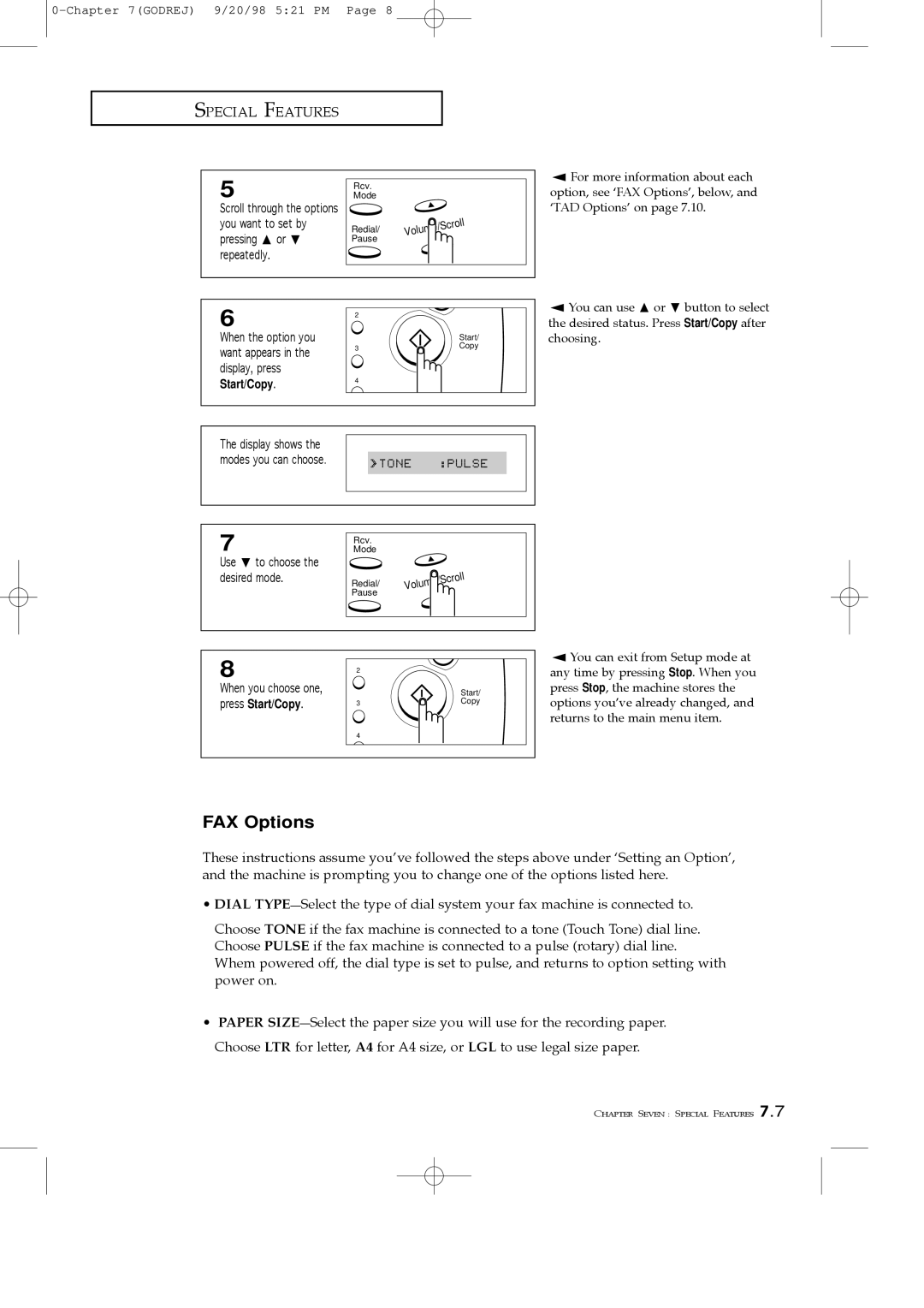 Samsung SF3000T manual FAX Options 