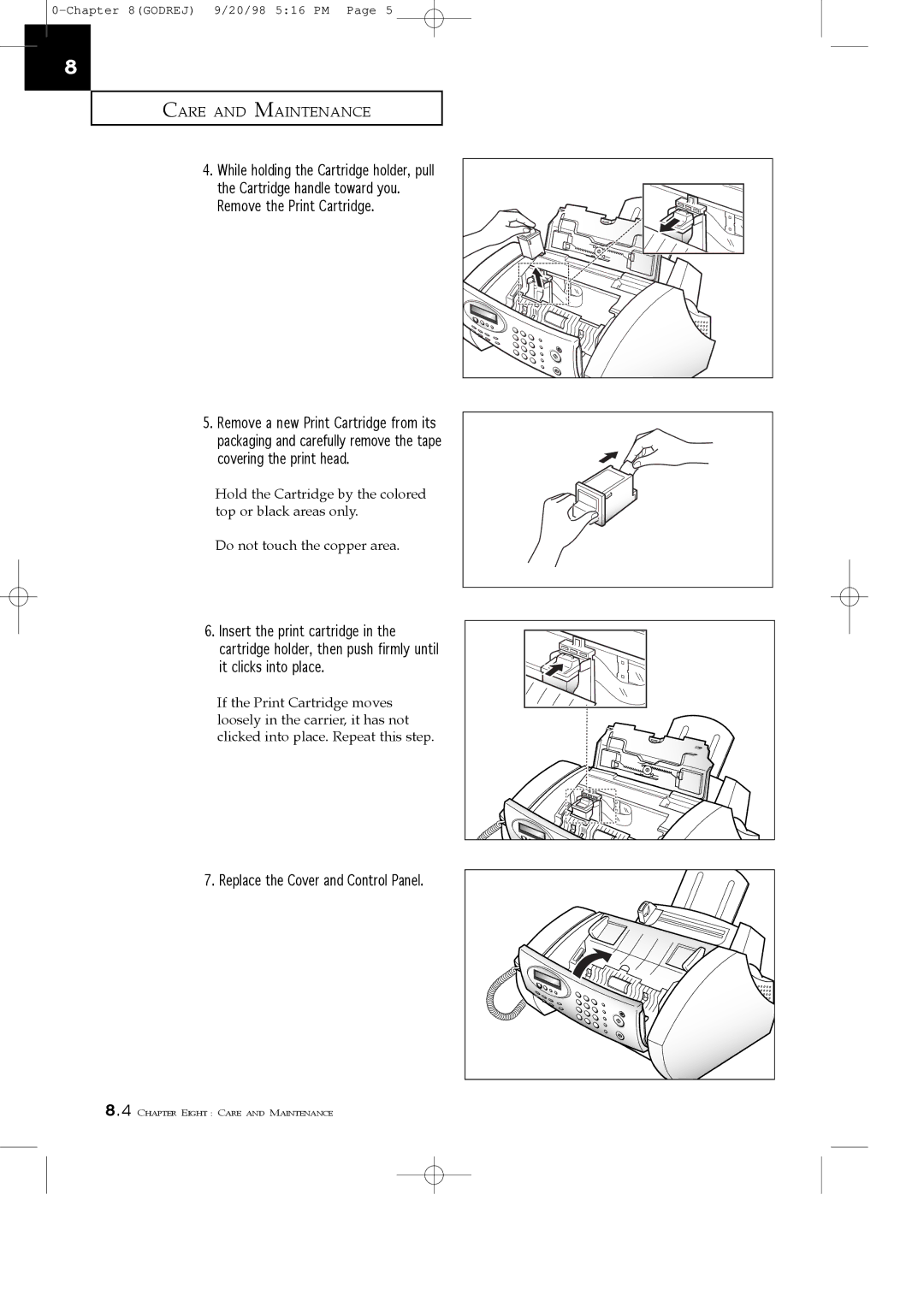 Samsung SF3000T manual Replace the Cover and Control Panel 