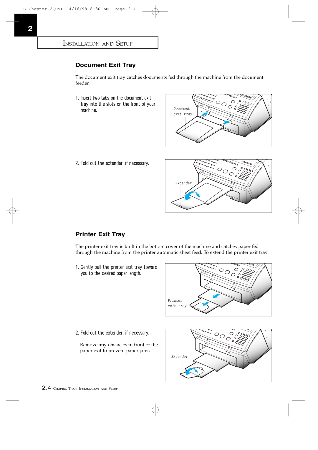 Samsung SF4000, SF4100, SF4200 manual Document Exit Tray, Printer Exit Tray 