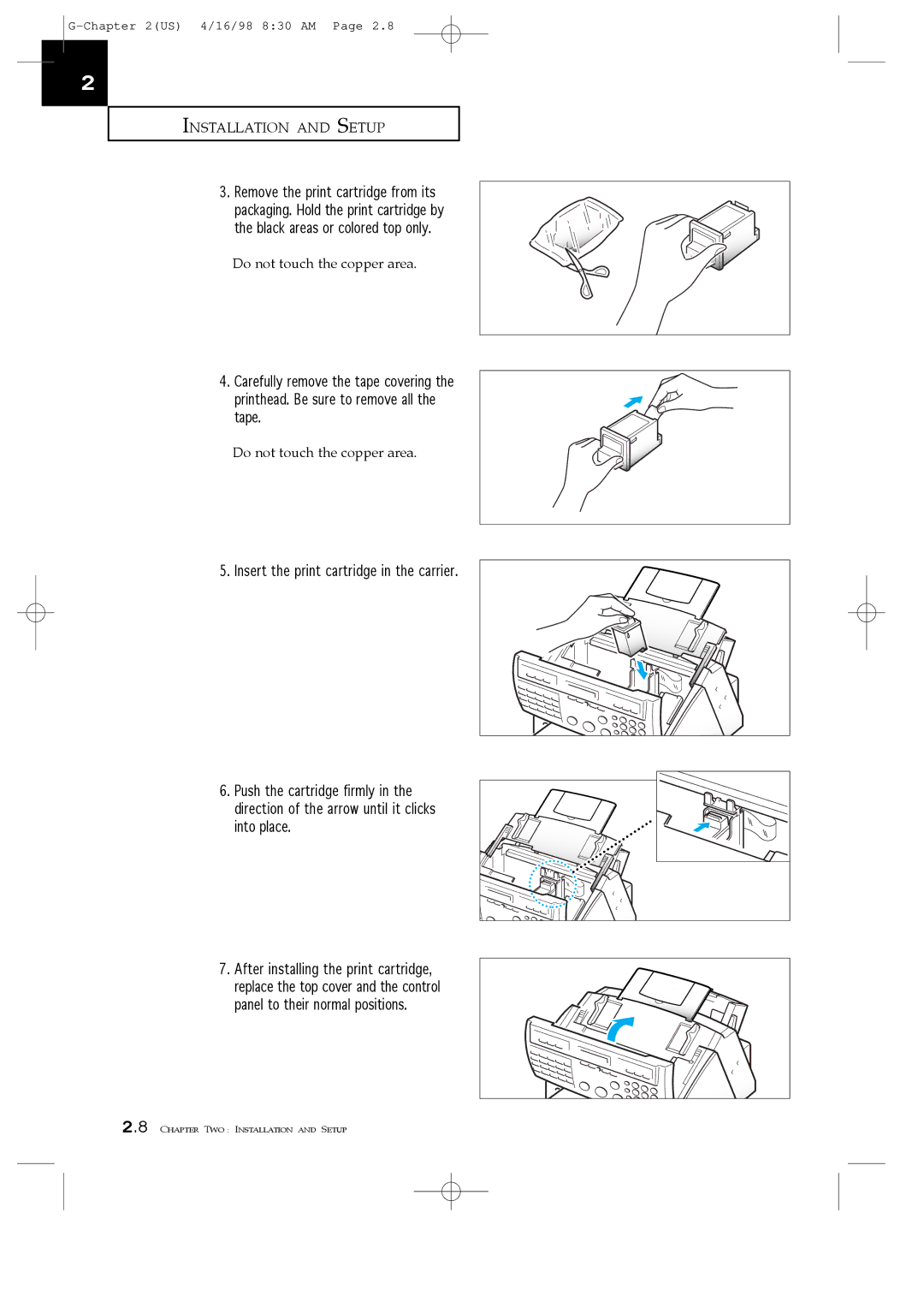 Samsung SF4100, SF4200, SF4000 manual Do not touch the copper area 