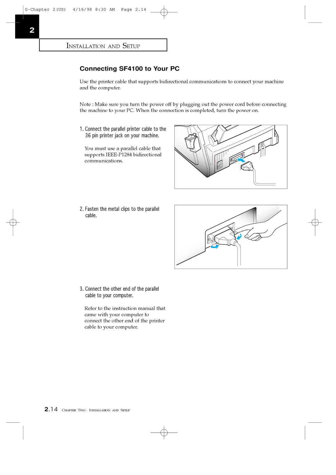 Samsung SF4200, SF4000 manual Connecting SF4100 to Your PC 