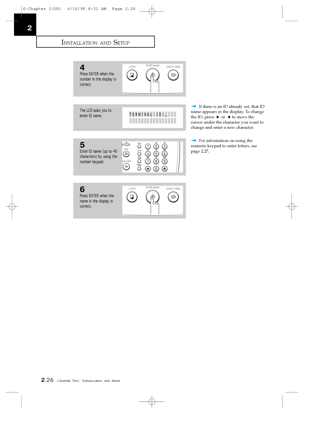 Samsung SF4100, SF4200, SF4000 manual Enter ID name, Number keypad 